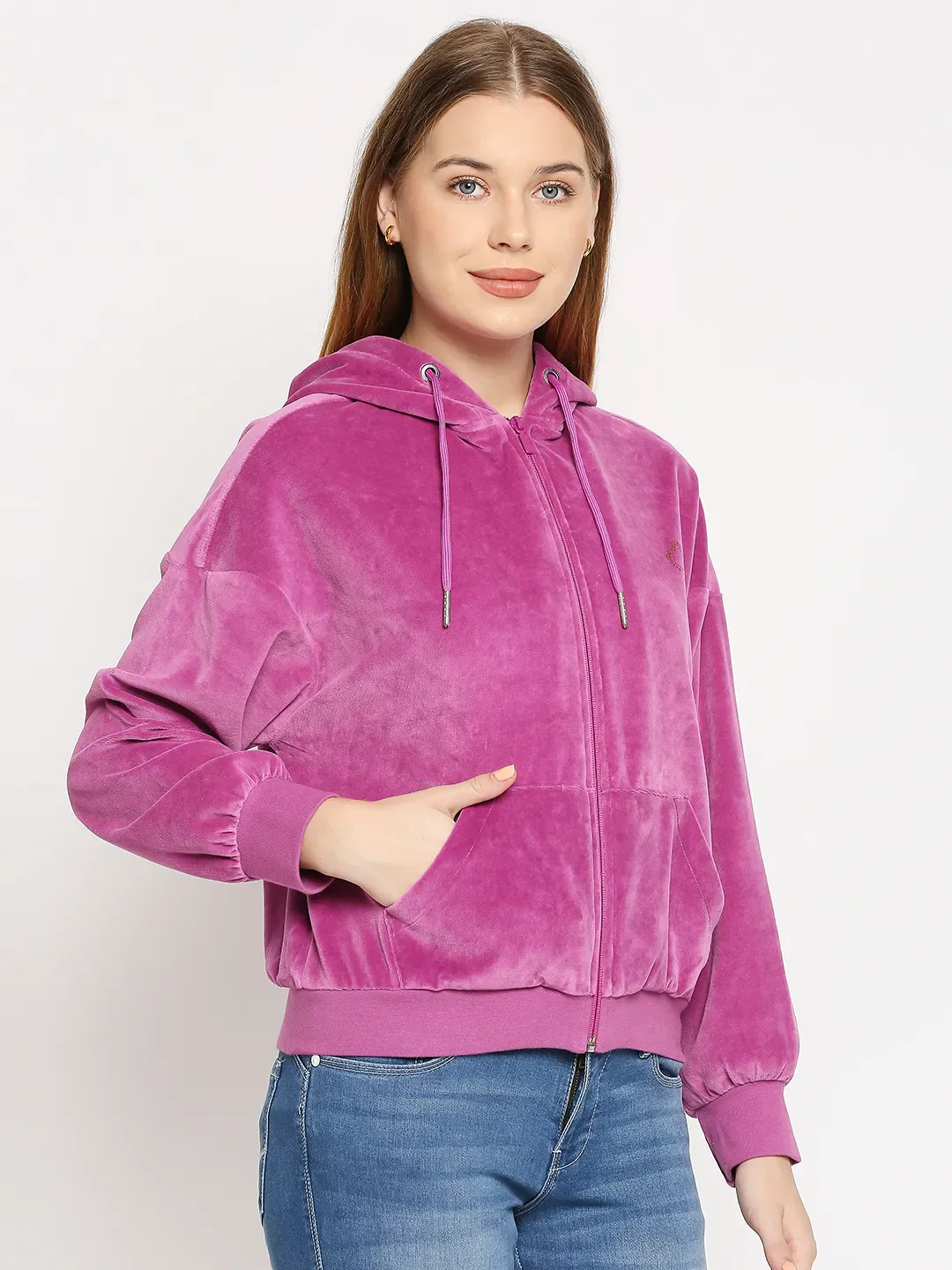 Purple Sweatshirt Mauve Women's Hoodie by Being Human Clothing - Image 3