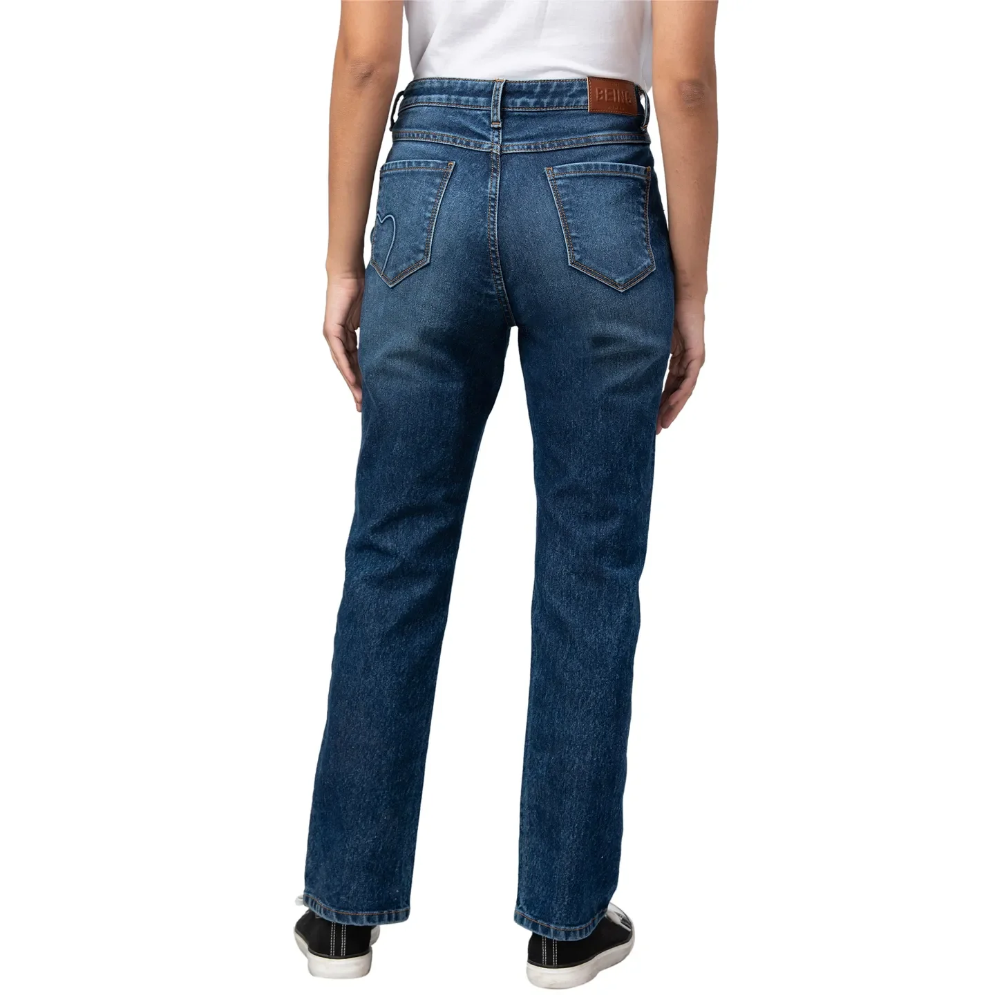 Indigo Mid Rise Kick Flare Women's Denim By Being Human Clothing - Image 3