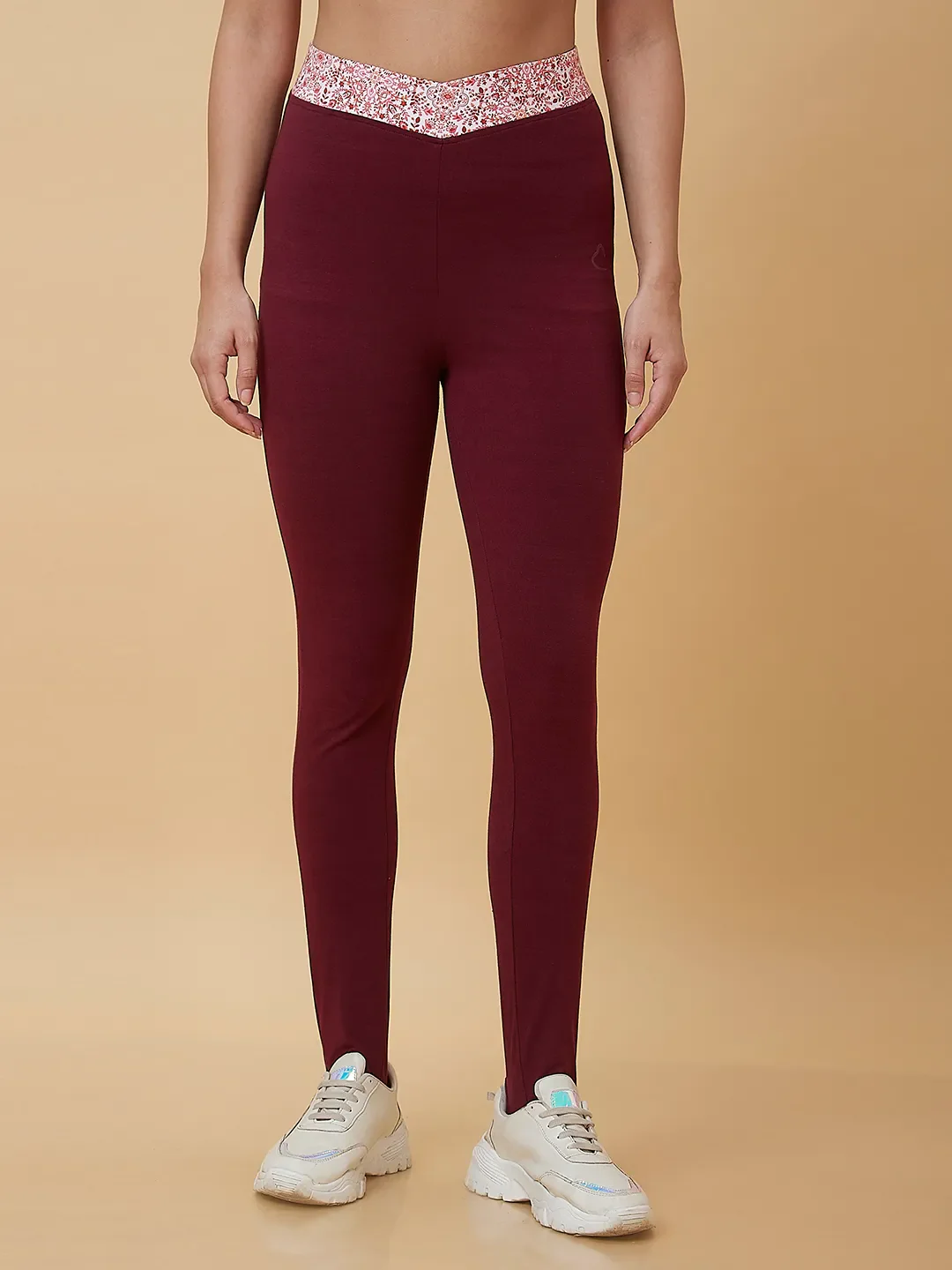 Maroon Slim Fit Women's Leggings By Being Human Clothing
