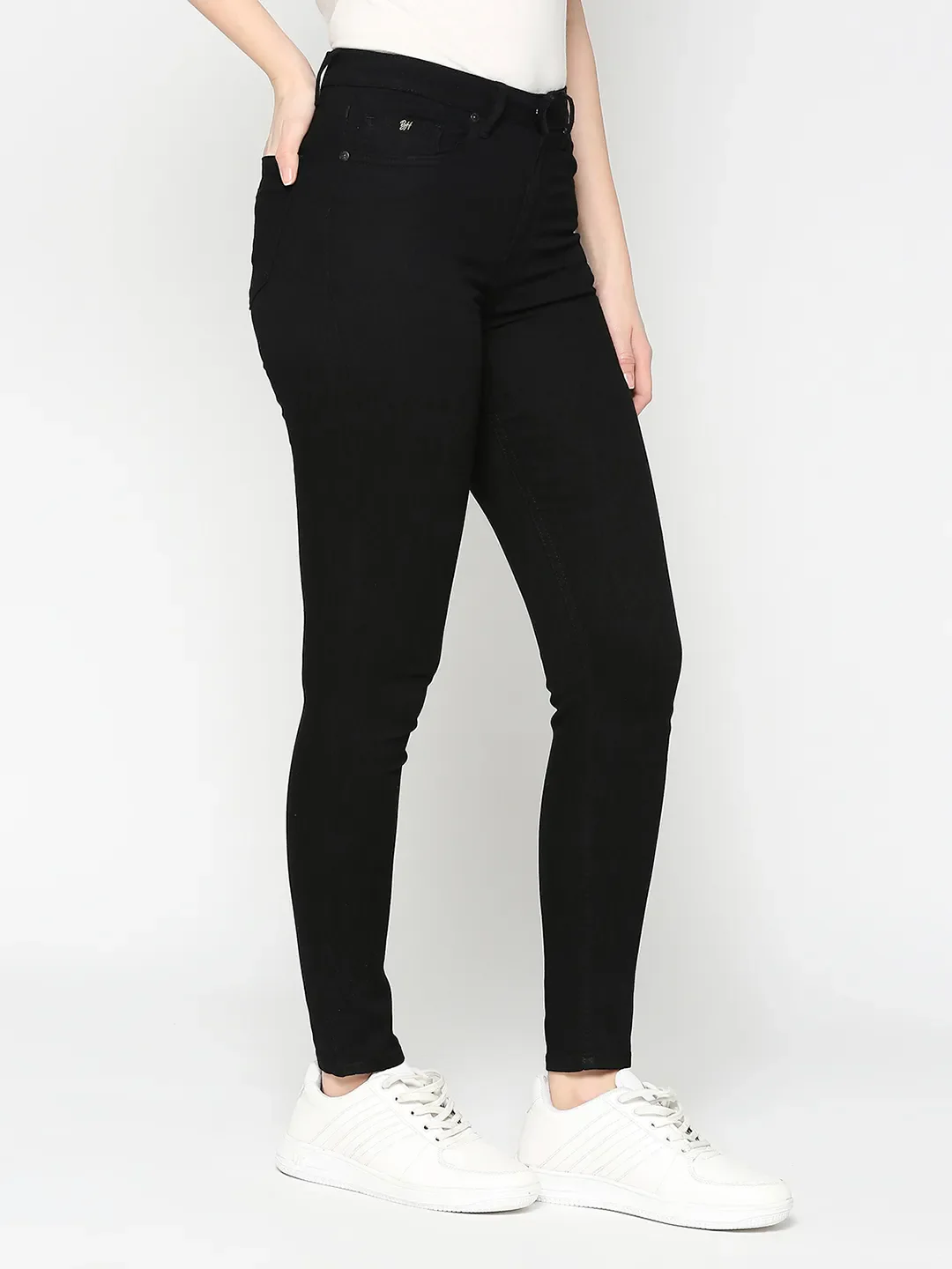 Black Mid Rise Skinny Fit Women's Denim By Being Human Clothing - Image 3