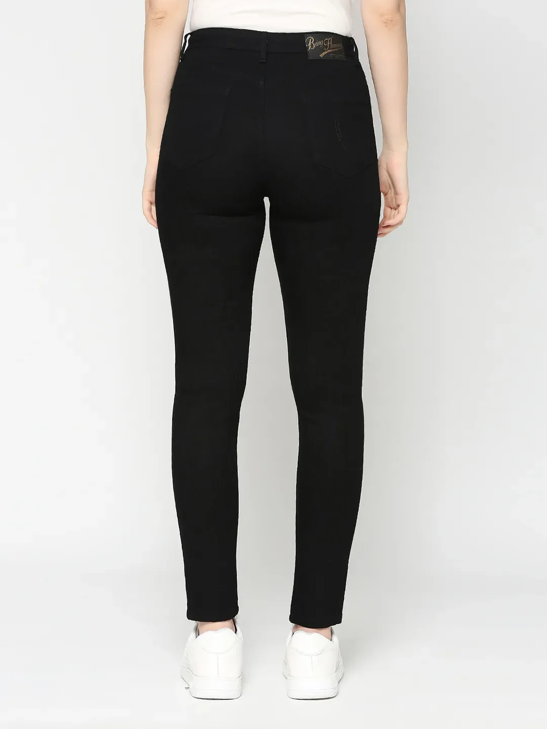 Black Mid Rise Skinny Fit Women's Denim By Being Human Clothing - Image 4