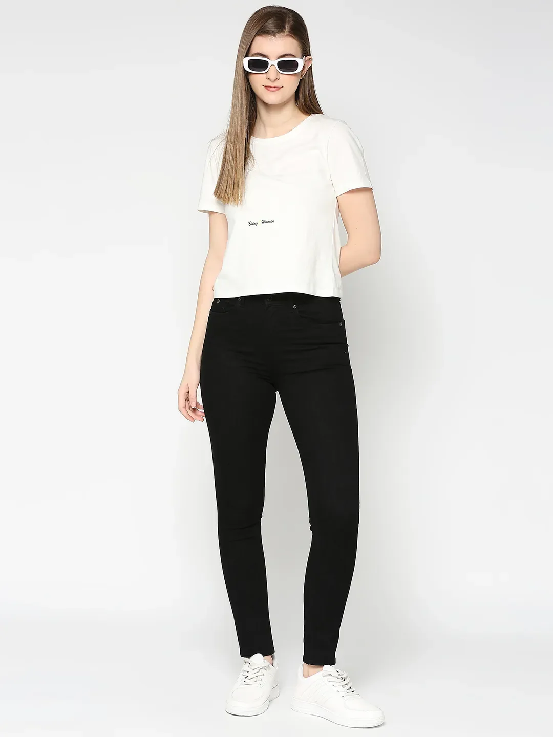 Black Mid Rise Skinny Fit Women's Denim By Being Human Clothing - Image 6