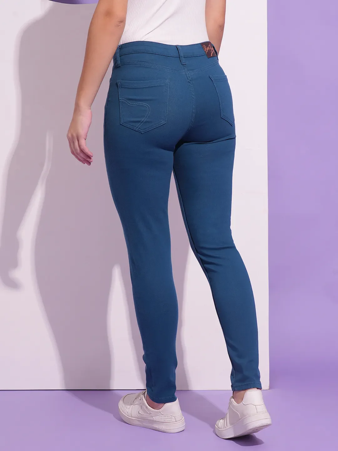 Blue Mid Rise Skinny Fit Women's Denim By Being Human Clothing - Image 3