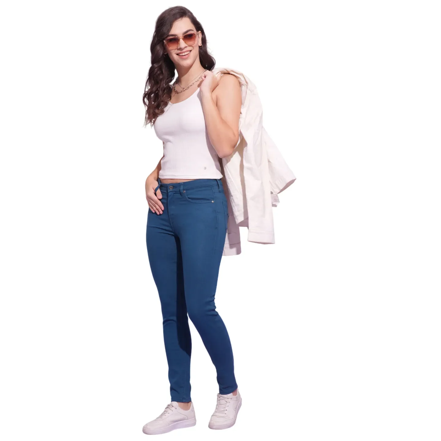 Blue Mid Rise Skinny Fit Women's Denim By Being Human Clothing - Image 4