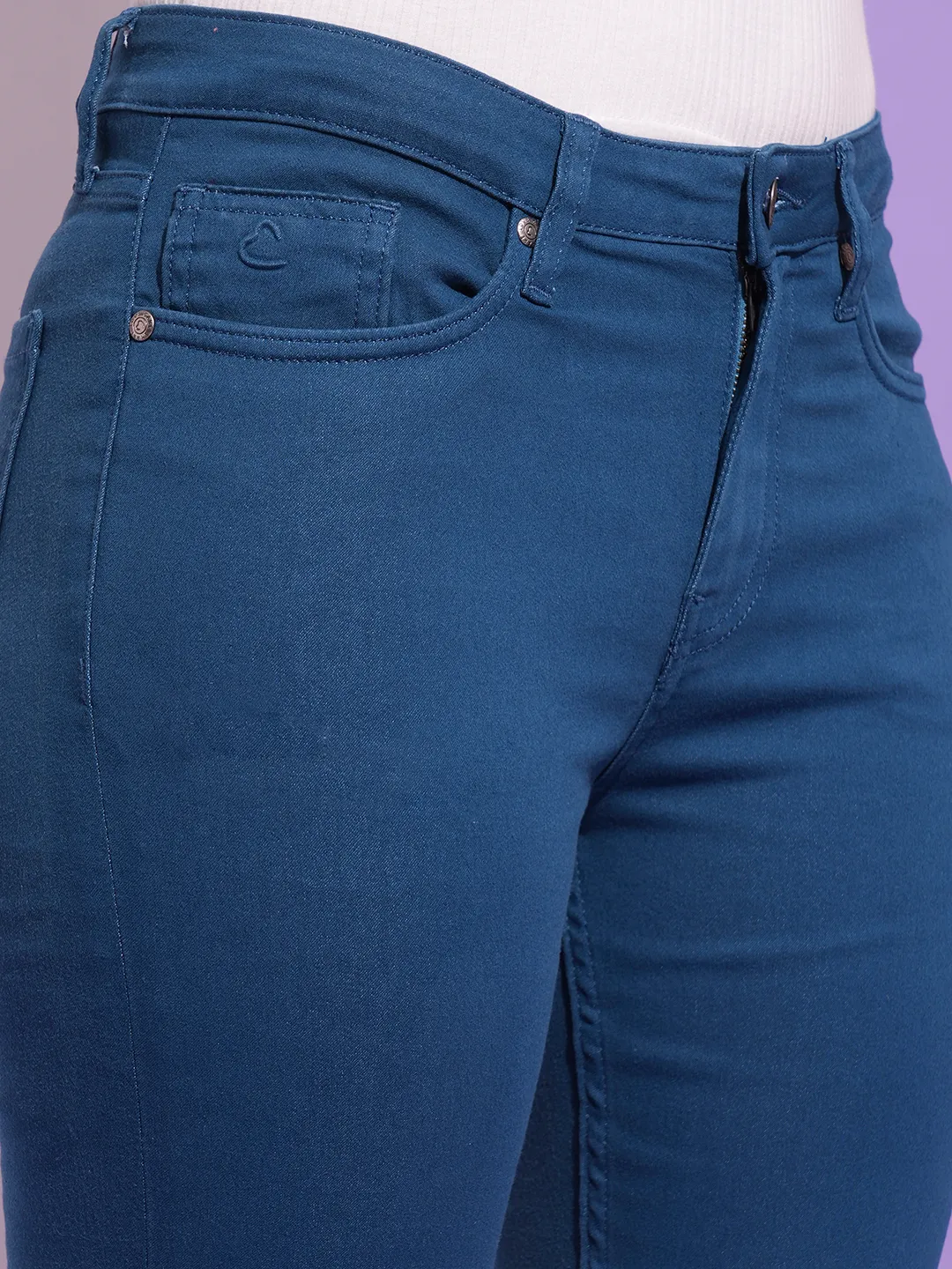 Blue Mid Rise Skinny Fit Women's Denim By Being Human Clothing - Image 5