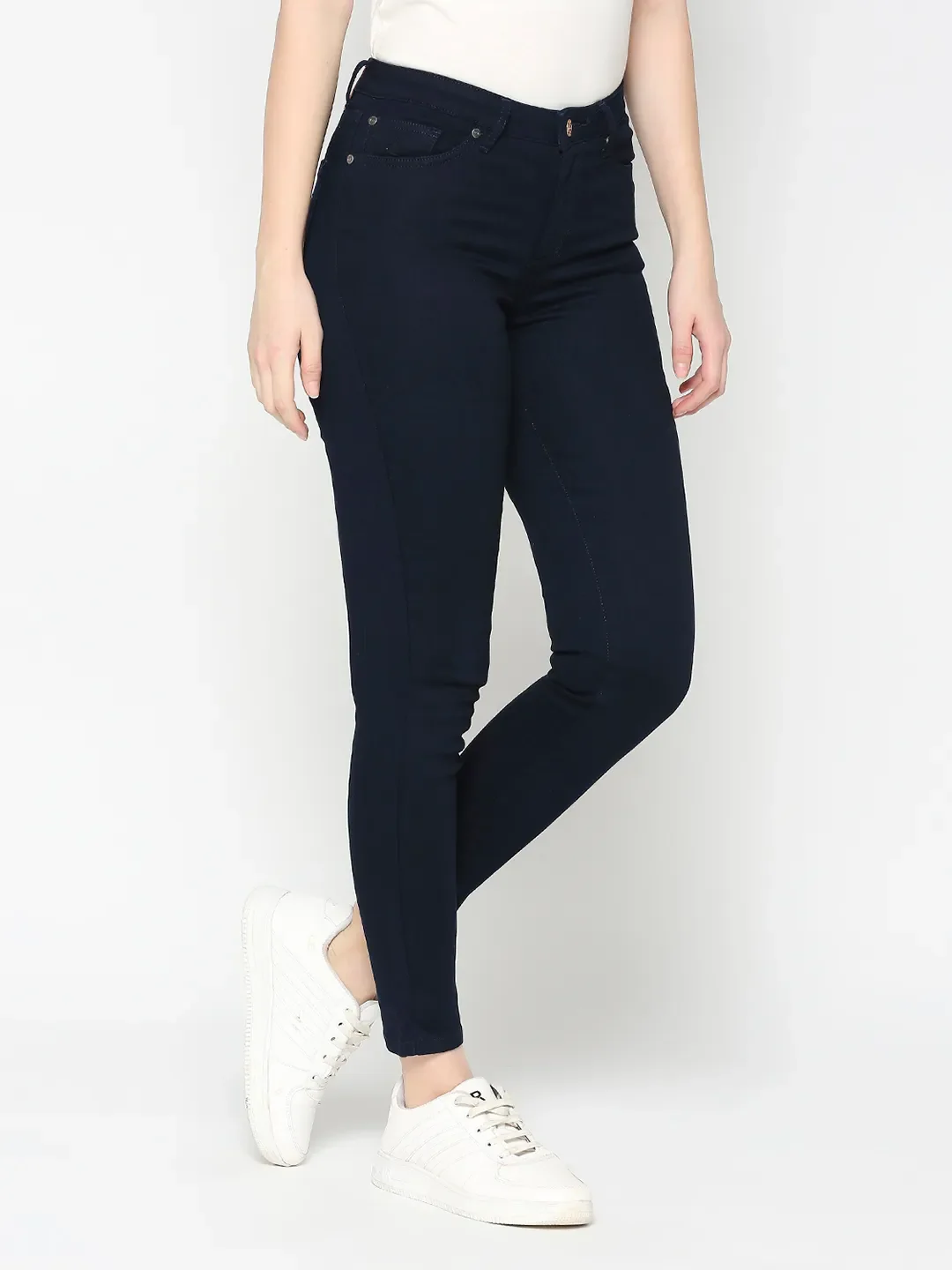 Dark Blue Mid Rise Skinny Fit Women's Denim By Being Human Clothing - Image 3