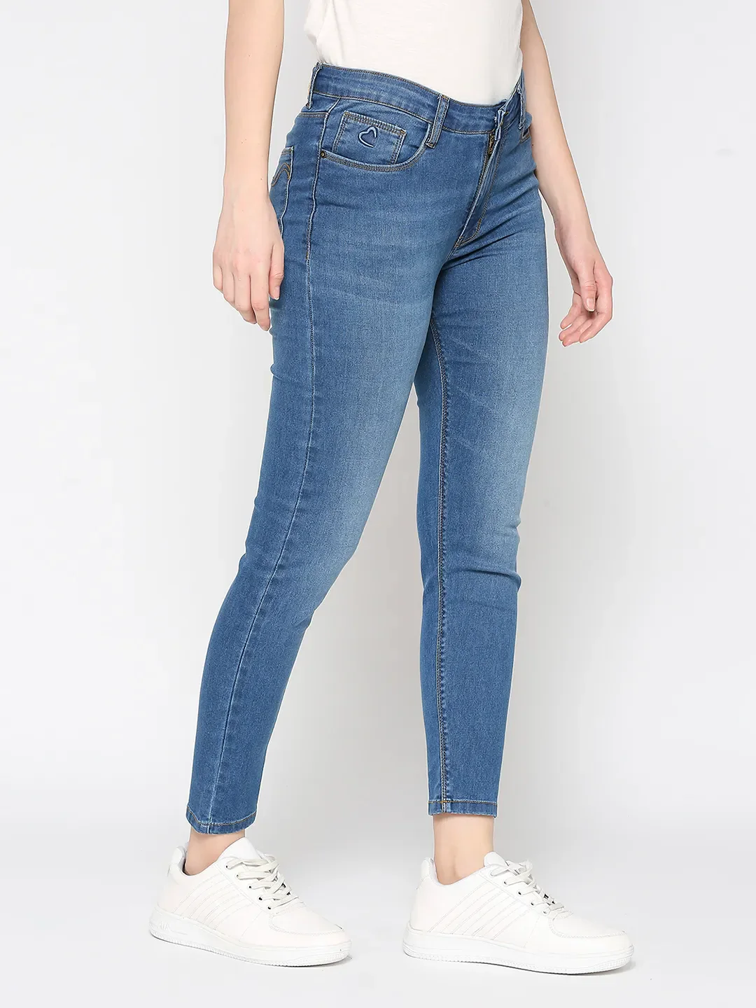 Blue Mid Rise Skinny Fit Women's Denims By Being Human Clothing - Image 3