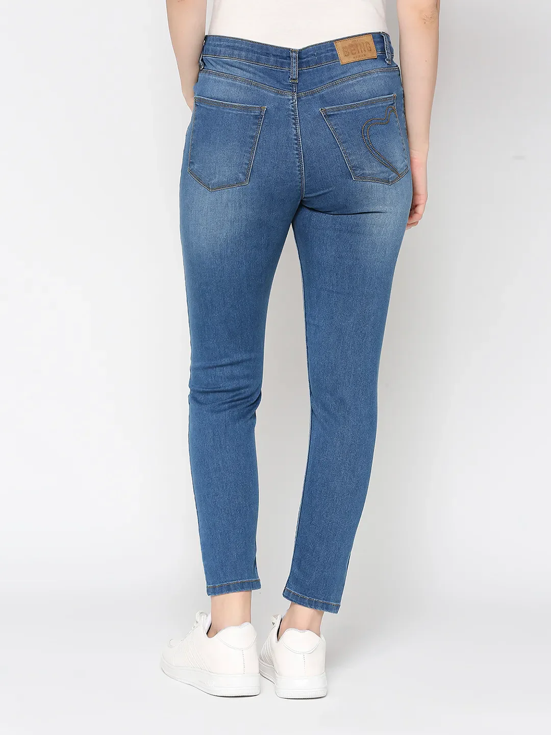 Blue Mid Rise Skinny Fit Women's Denims By Being Human Clothing - Image 4