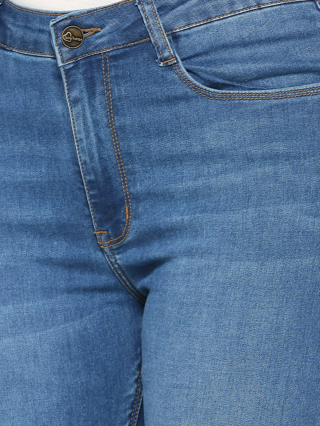 Blue Mid Rise Skinny Fit Women's Denims By Being Human Clothing - Image 5