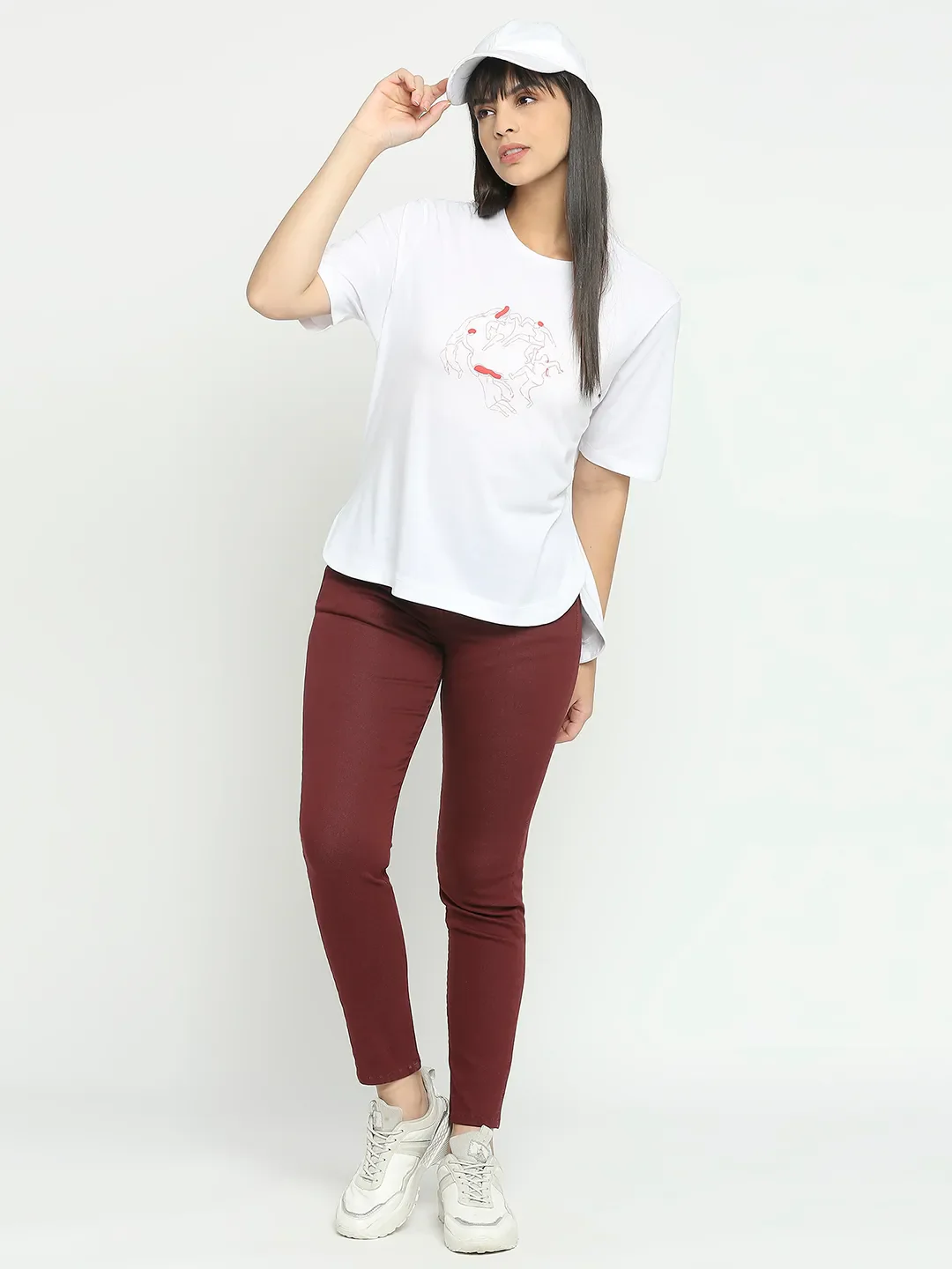 Red Mid Rise Skinny Fit Cotton Women's Denims by Being Human Clothing - Image 6