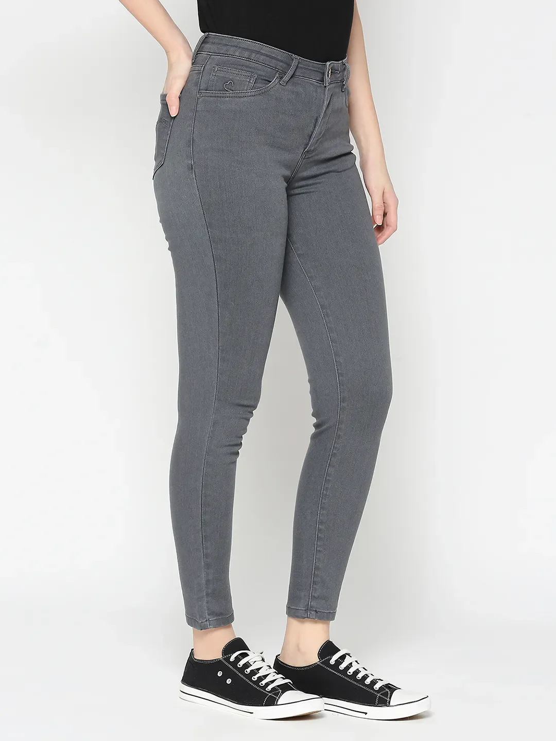 Grey Mid Rise Skinny Fit Women's Denim By Being Human Clothing - Image 3