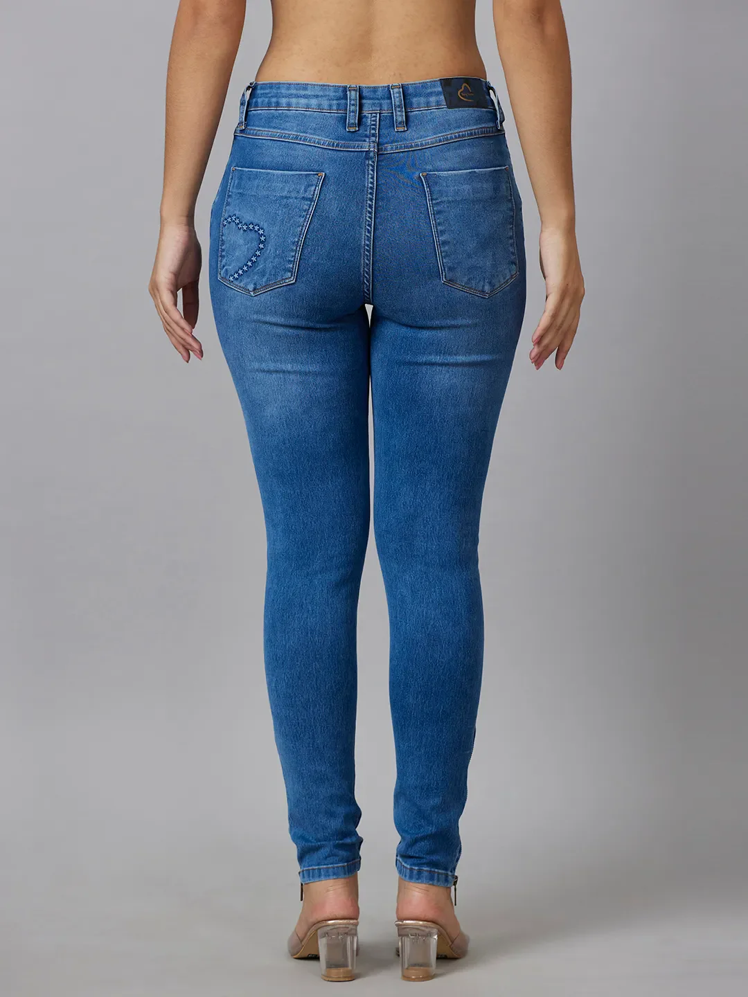 Blue Mid Rise Super Skinny Fit Women's Denim By Being Human Clothing - Image 3