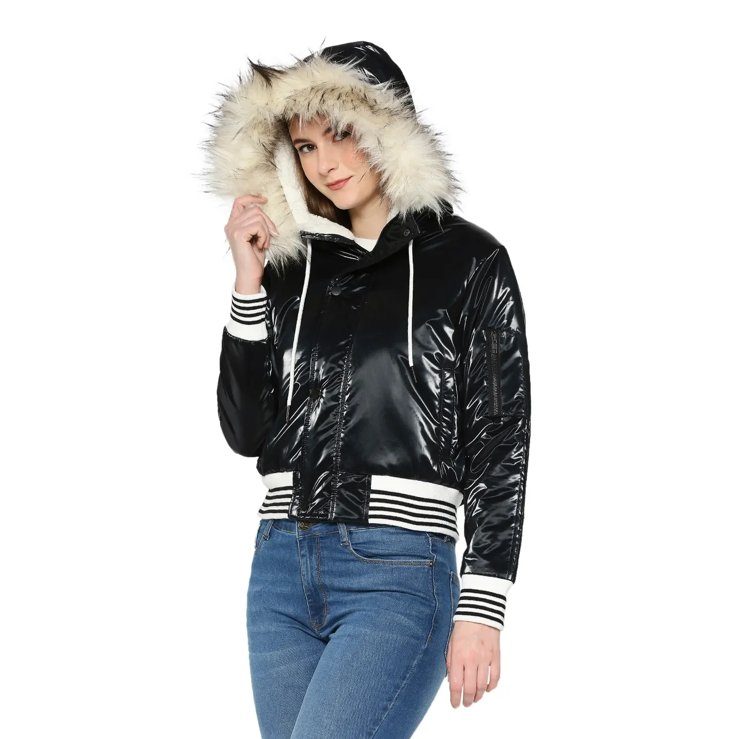 Black Over Sized Fit  Long Sleeves Women's Jacket by Being Human Clothing - Image 2