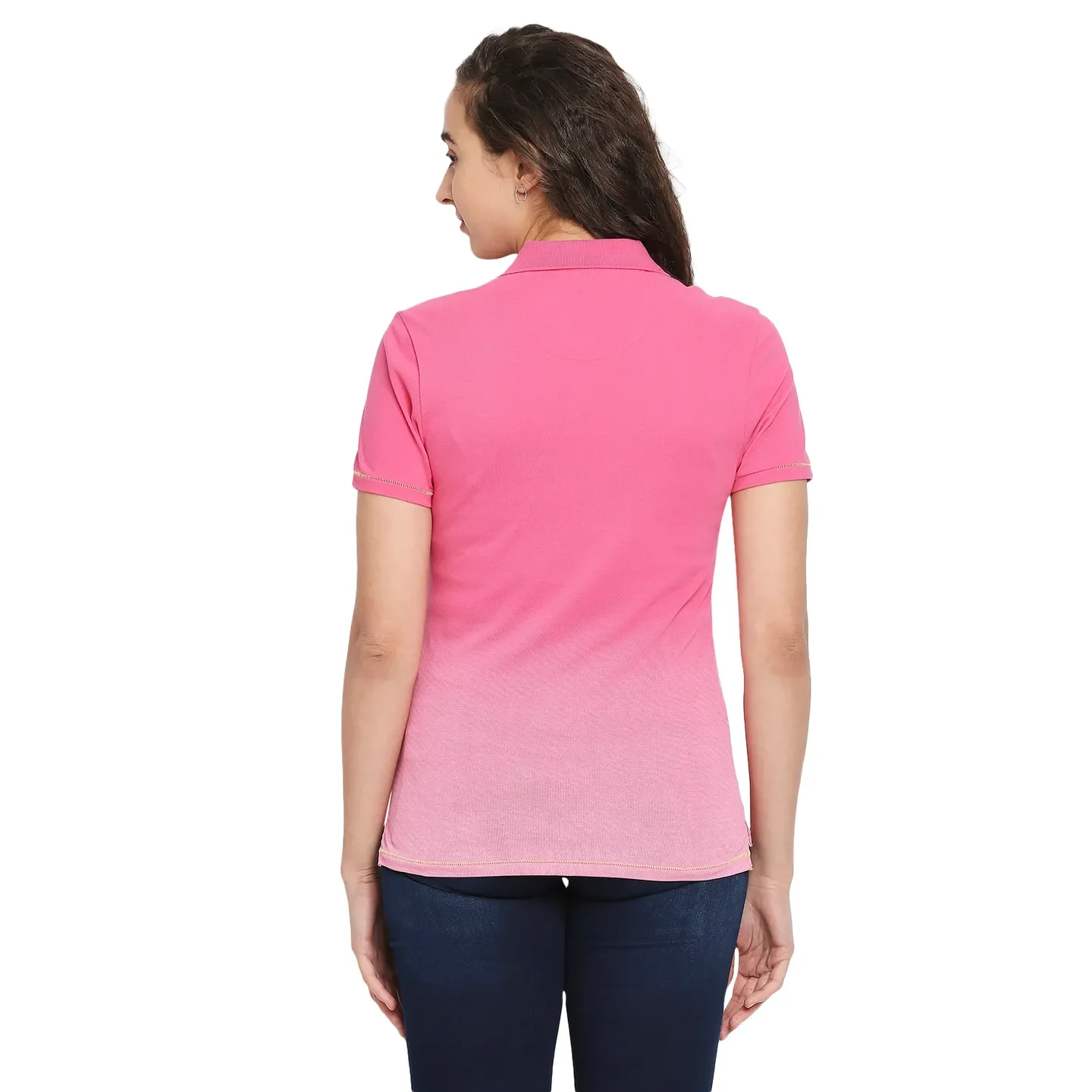 Pink Semi Fit Polo Collar Short Sleeves Cotton Women's T-Shirt by Being Human Clothing - Image 4