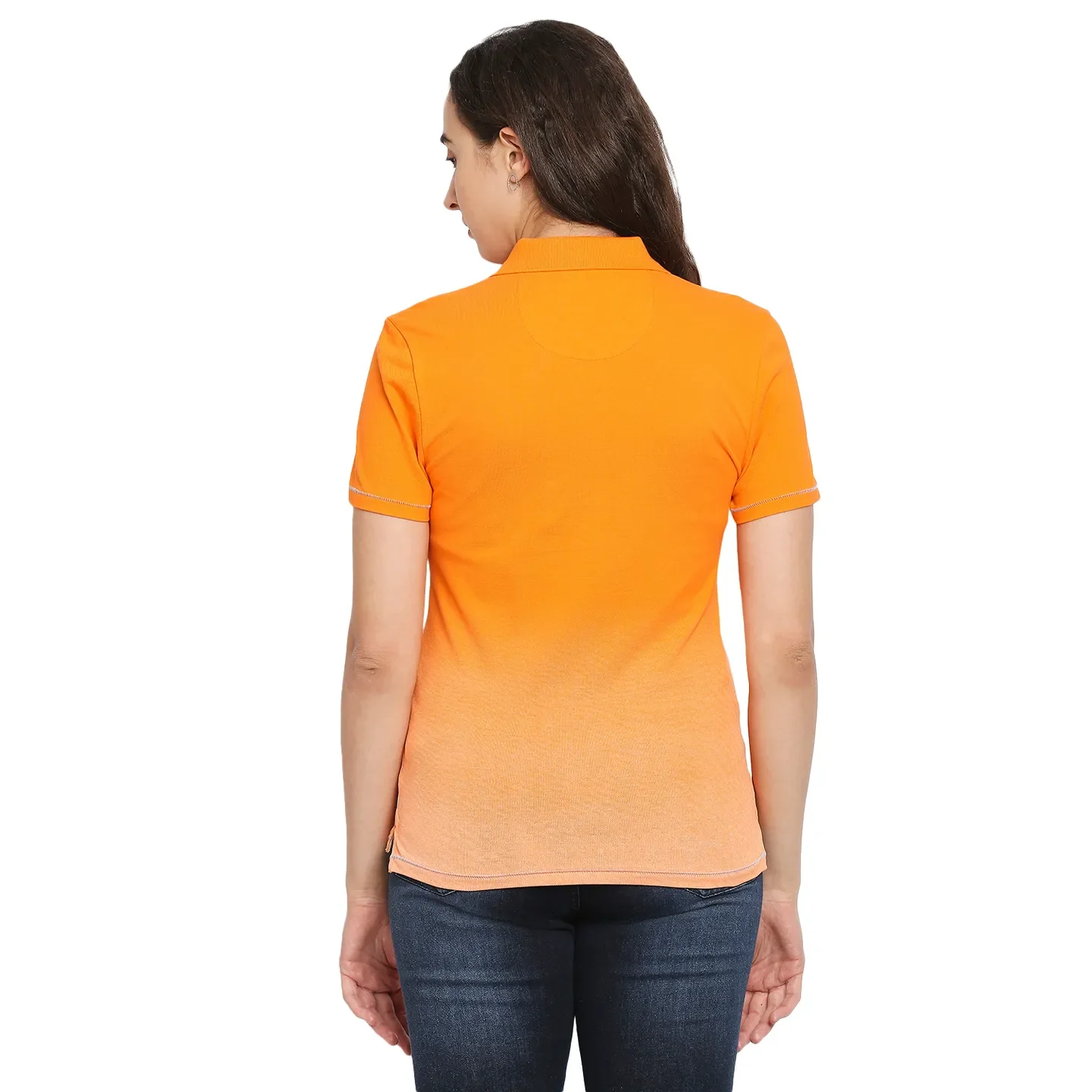 Orange Semi Fit Women's Cotton Polo T-Shirt By Being Human Clothing - Image 4