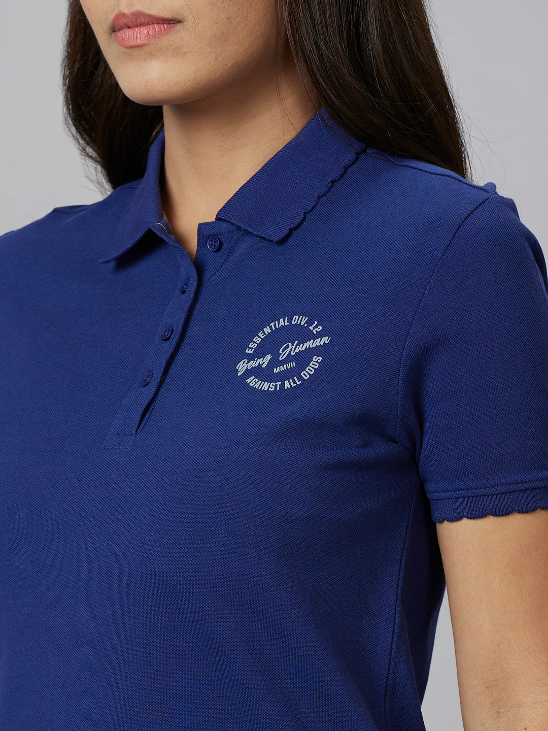 Royal Blue Semi Fit Short Sleeve Women's T-Shirt By Being Human Clothing - Image 5
