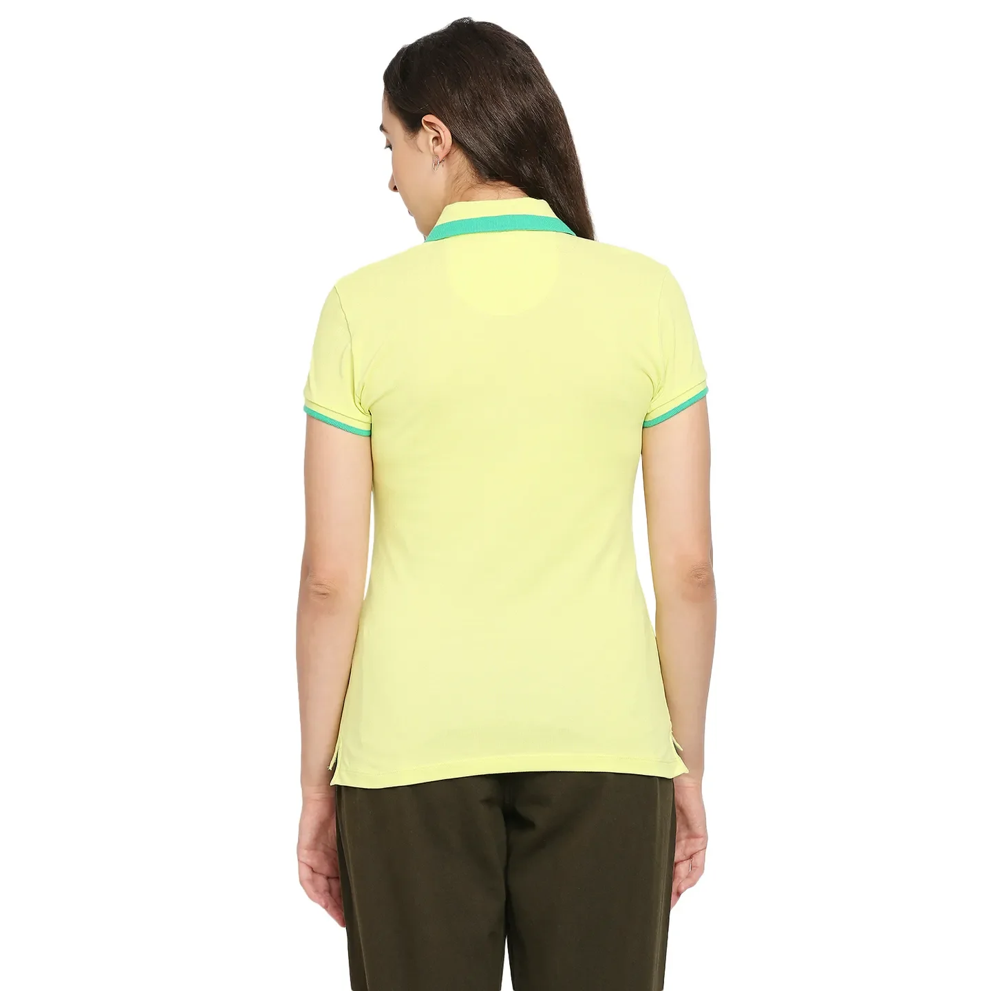 Yellow Semi Fit Polo Collar Short Sleeves Cotton Women's T-Shirt by Being Human Clothing - Image 4