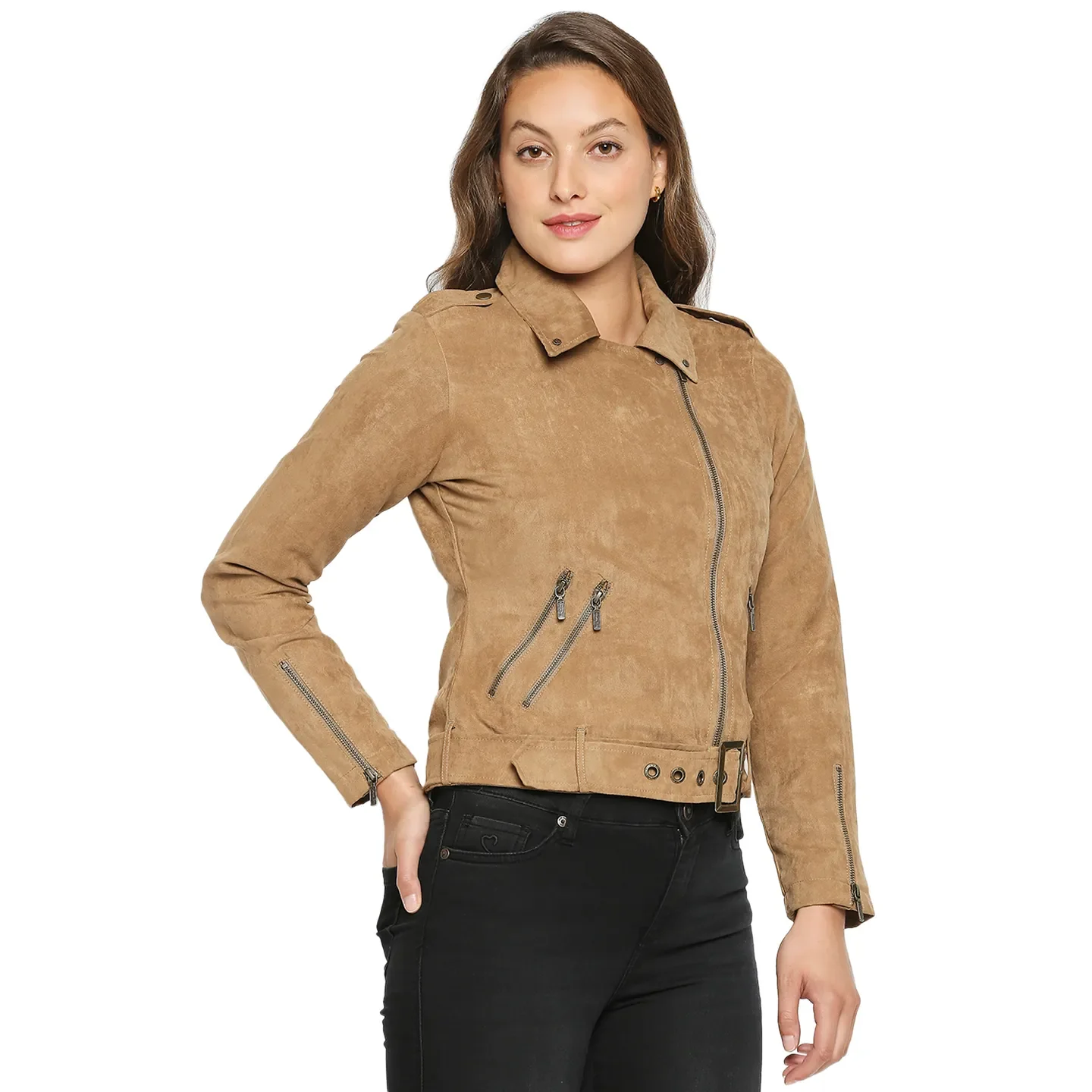Brown Regular Fit Long Sleeves Polyester Women's Jacket by Being Human Clothing - Image 2