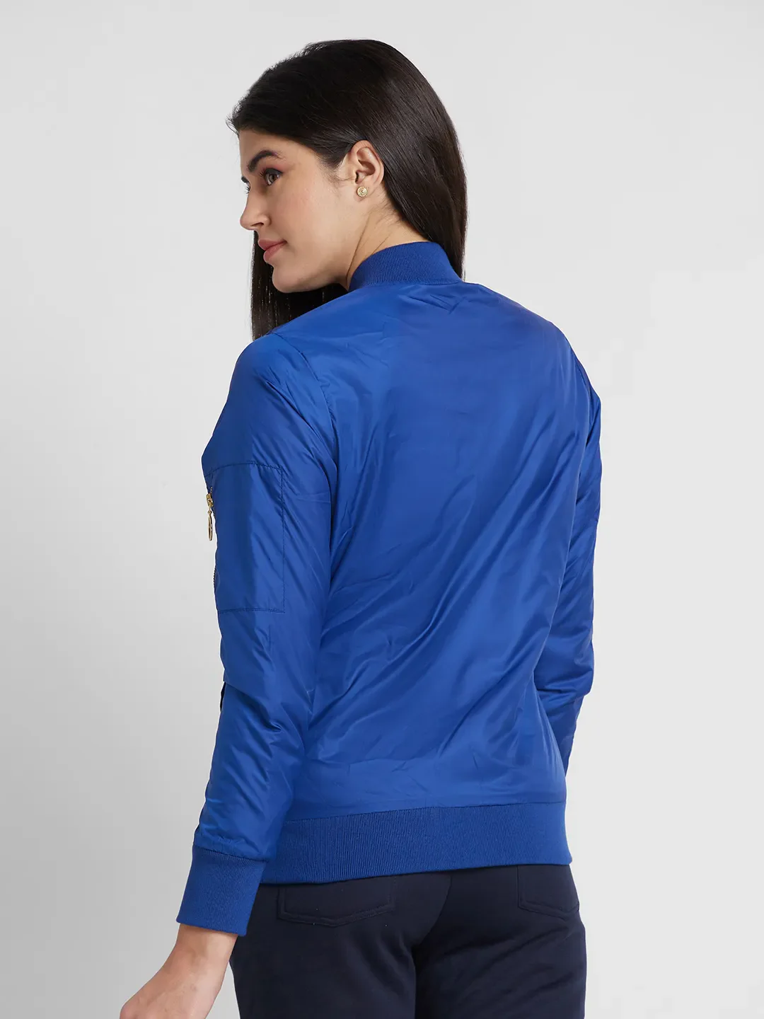 Blue Regular Fit Long Sleeves Polyester Women's Jacket by Being Human Clothing - Image 3