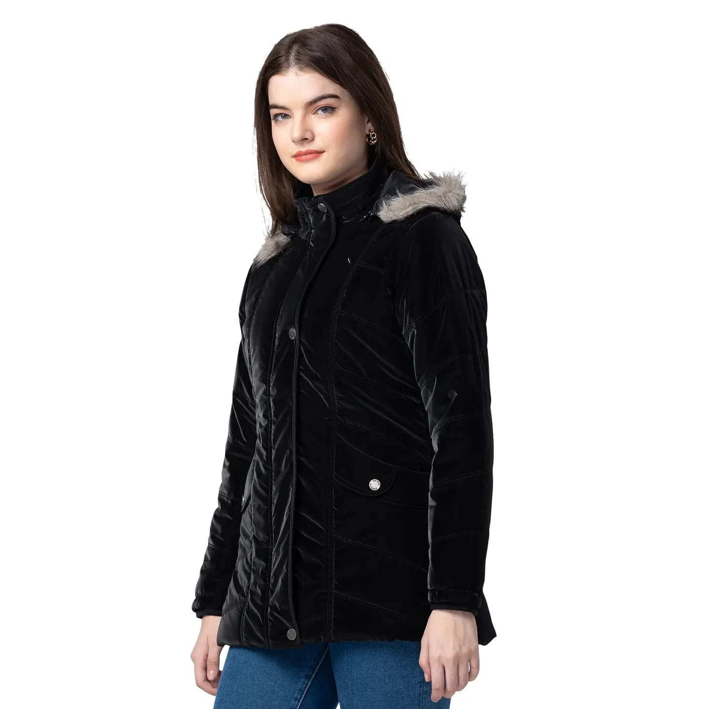 Black Regular Fit Long Sleeves Polyester Women's Jacket by Being Human Clothing - Image 2