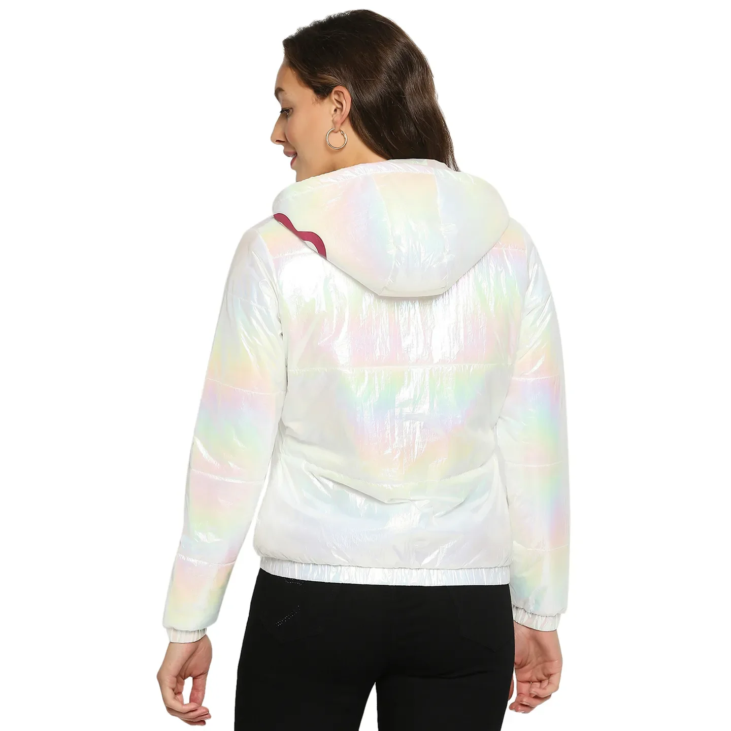 White Regular Fit Long Sleeves Nylon Women's Jacket by Being Human Clothing - Image 3