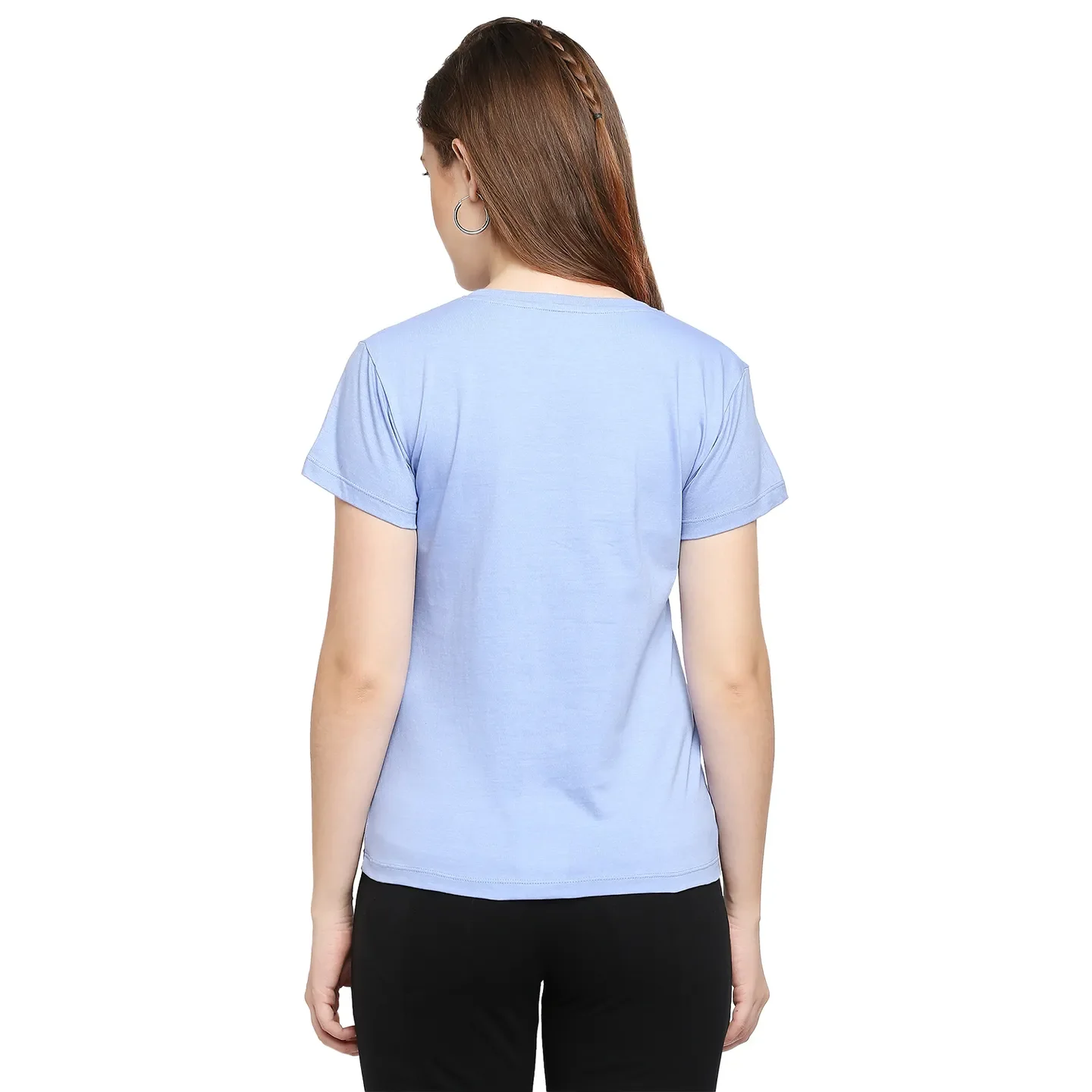 Blue Basic Fit Round Neck Short Sleeves Cotton Women's T-Shirt by Being Human Clothing - Image 4