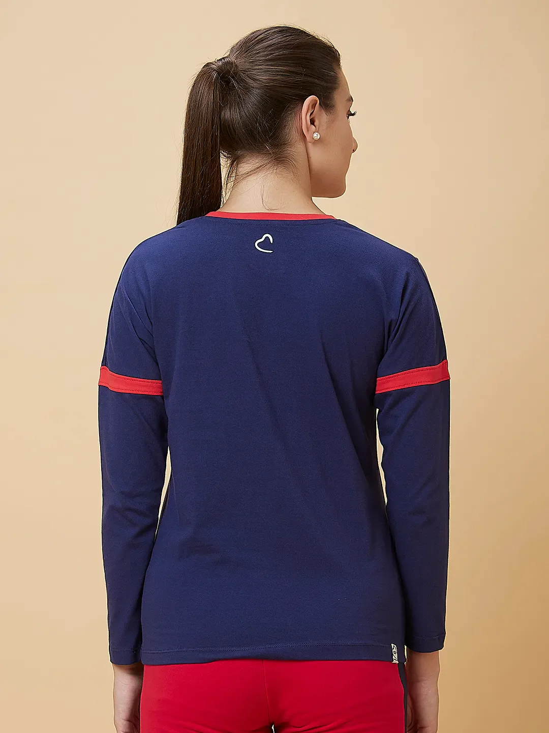 Navy Easy Fit Long Sleeve Women's T-Shirt By Being Human Clothing - Image 3