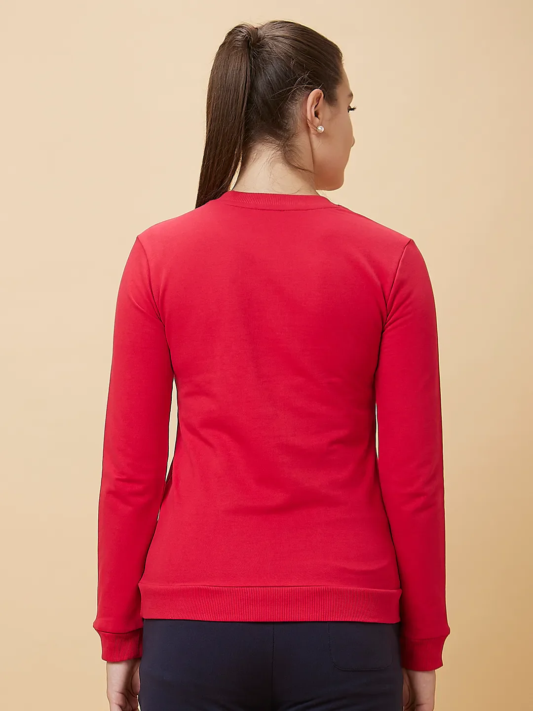 Red Long Sleeve Women's Sweatshirt By Being Human Clothing - Image 3