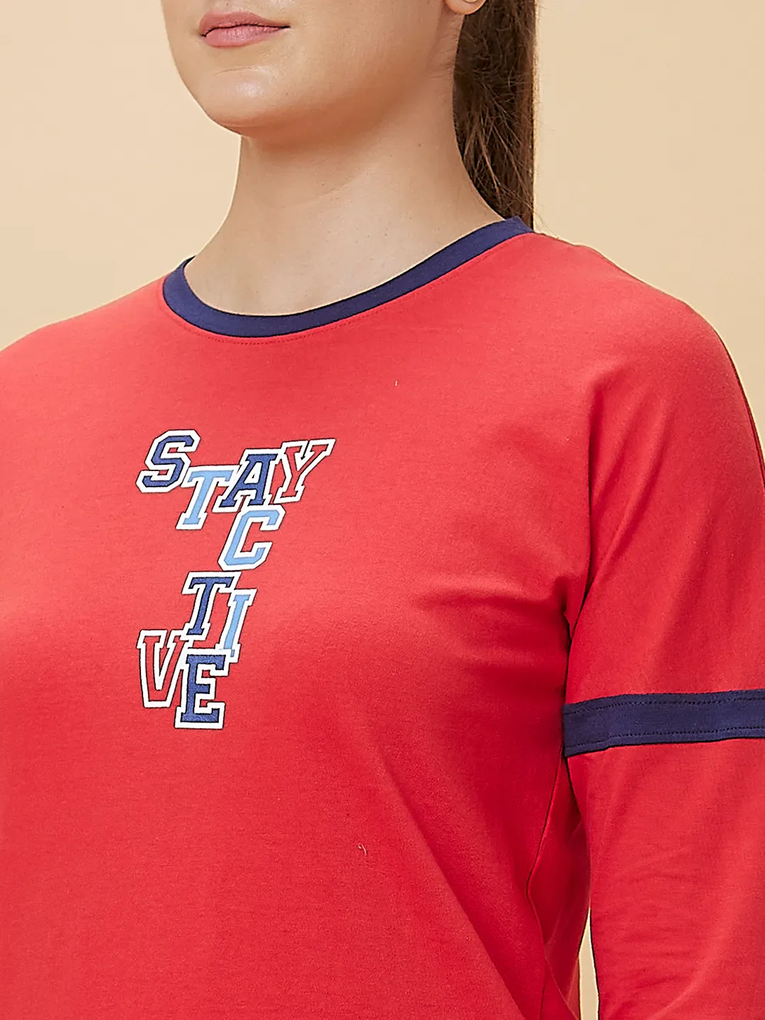 Red Easy Fit Long Sleeve Women's T-Shirt By Being Human Clothing - Image 5