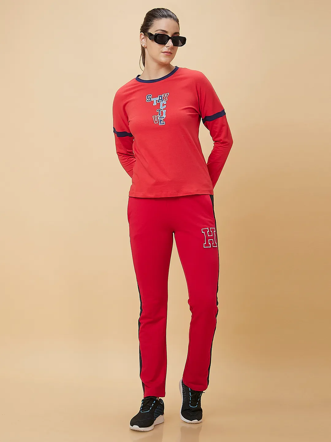 Red Easy Fit Long Sleeve Women's T-Shirt By Being Human Clothing - Image 6