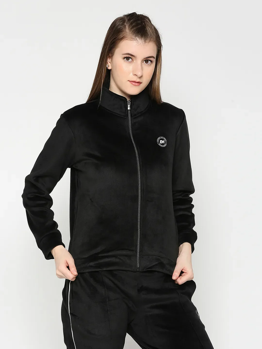 Black Regular Fit High Neck Long Sleeves Women's Sweatshirt by Being Human Clothing - Image 3