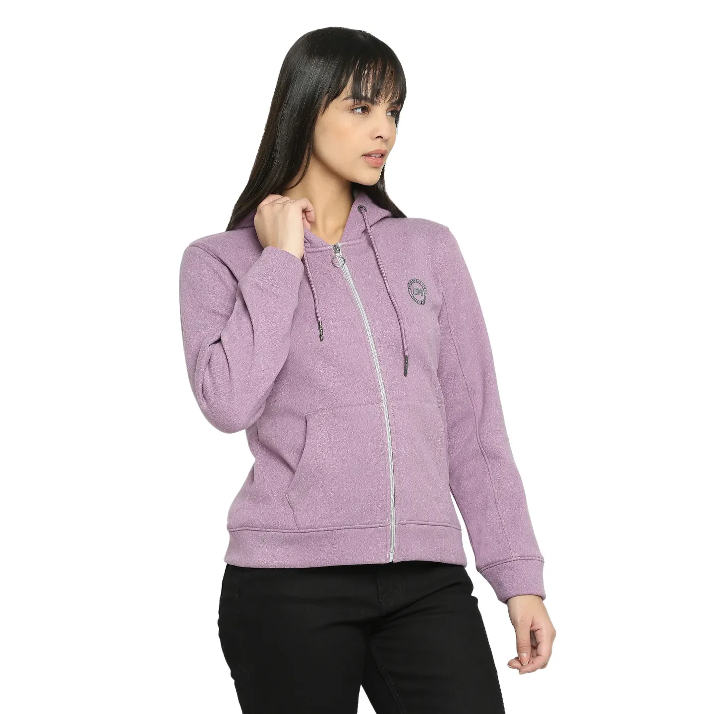 Purple Basic Fit  Long Sleeves Women's Hoodie by Being Human Clothing - Image 3