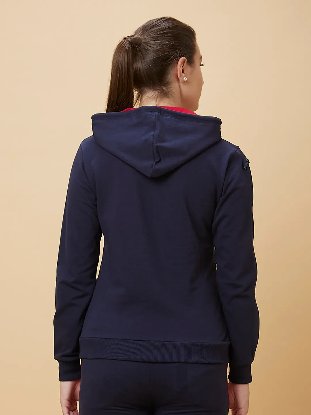 Navy Long Sleeve Women's Hoodie By Being Human Clothing - Image 3