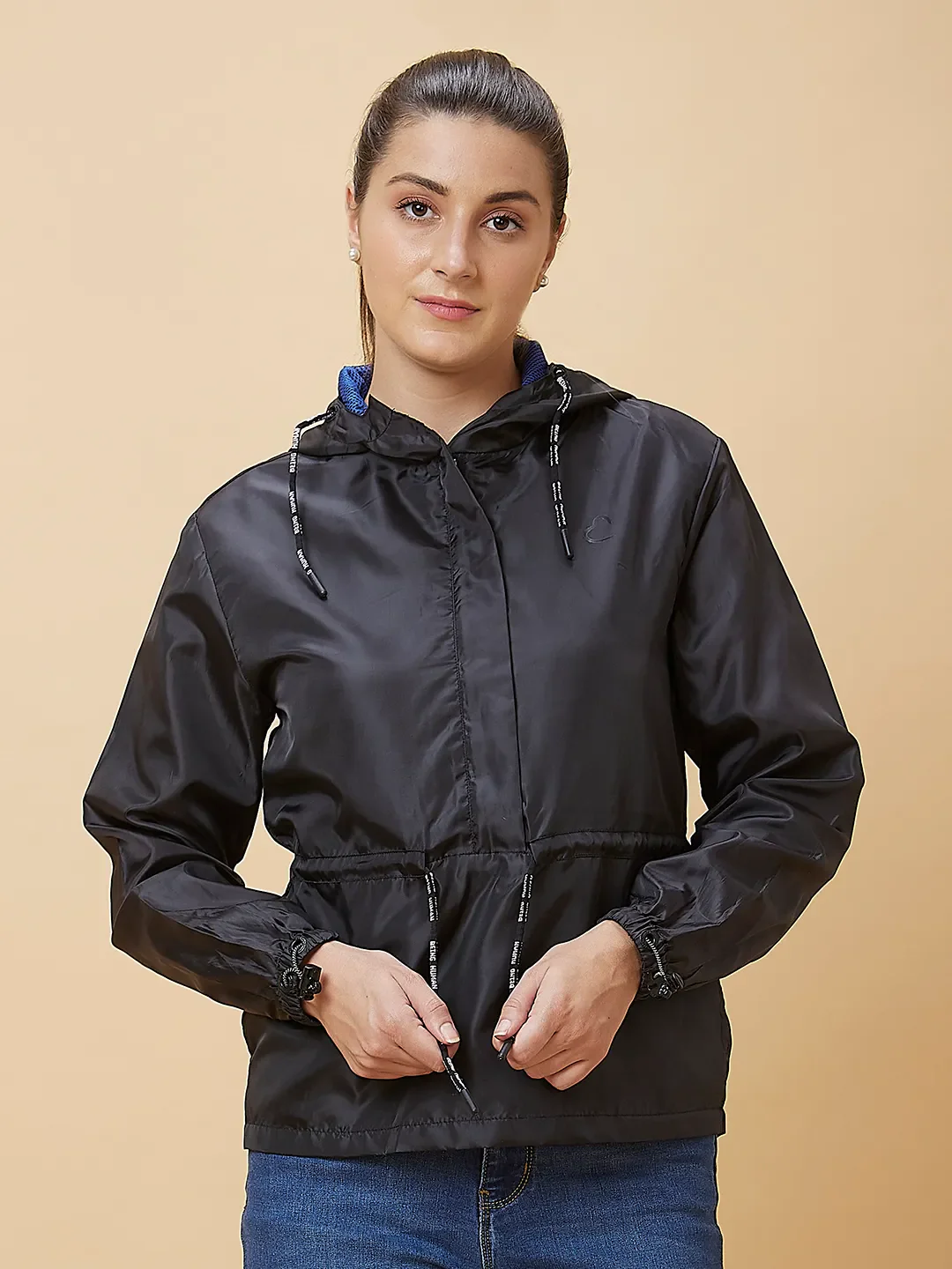 Black Easy Fit Long Sleeve Women's Jacket By Being Human Clothing