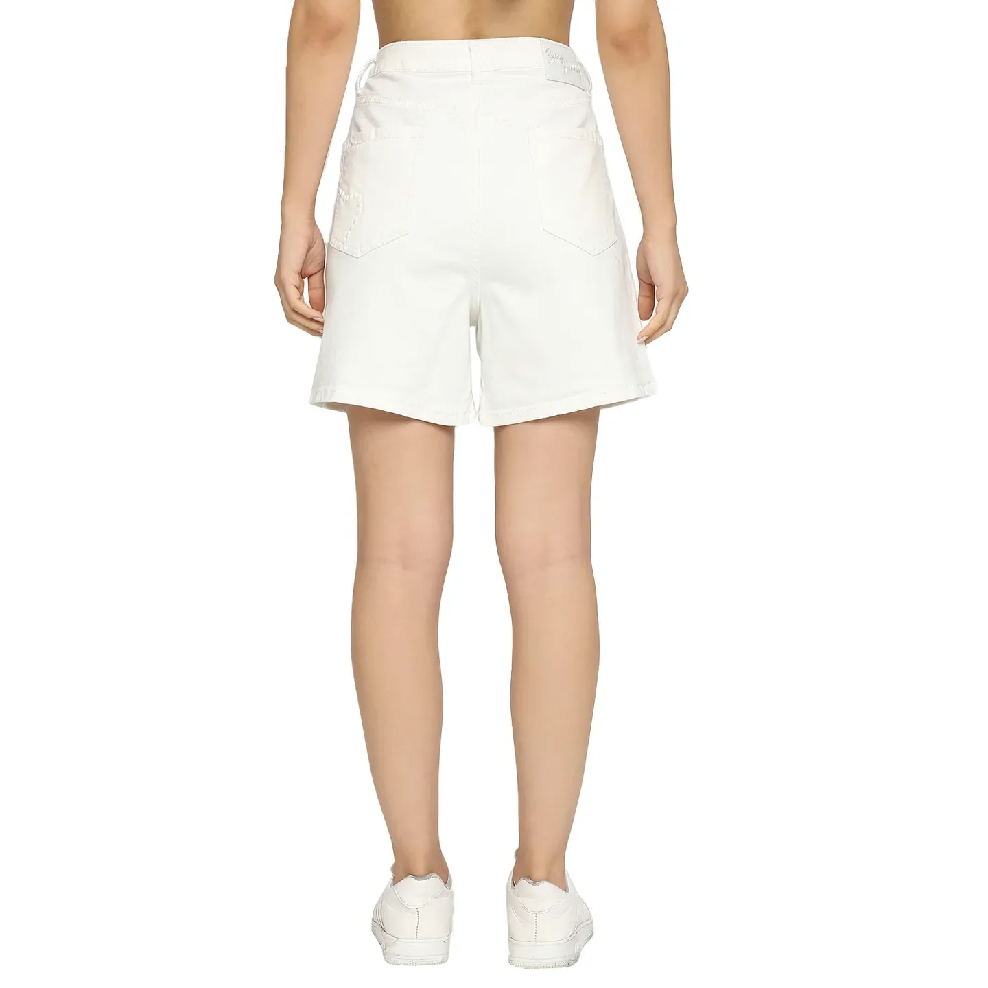 White High Rise Women's Cotton Shorts By Being Human Clothing - Image 4