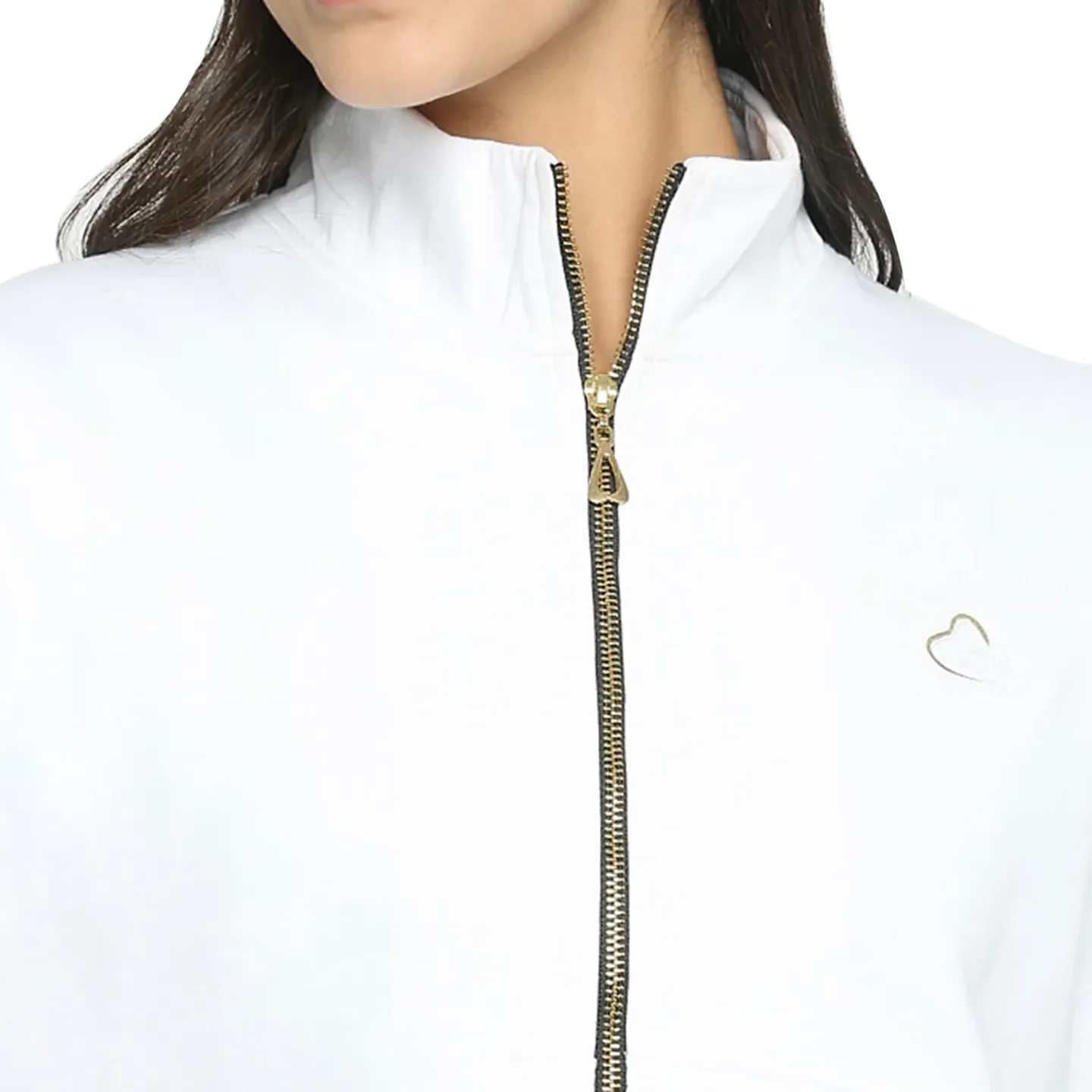 White Regular Fit High Neck Long Sleeves Women's Sweatshirt by Being Human Clothing - Image 5