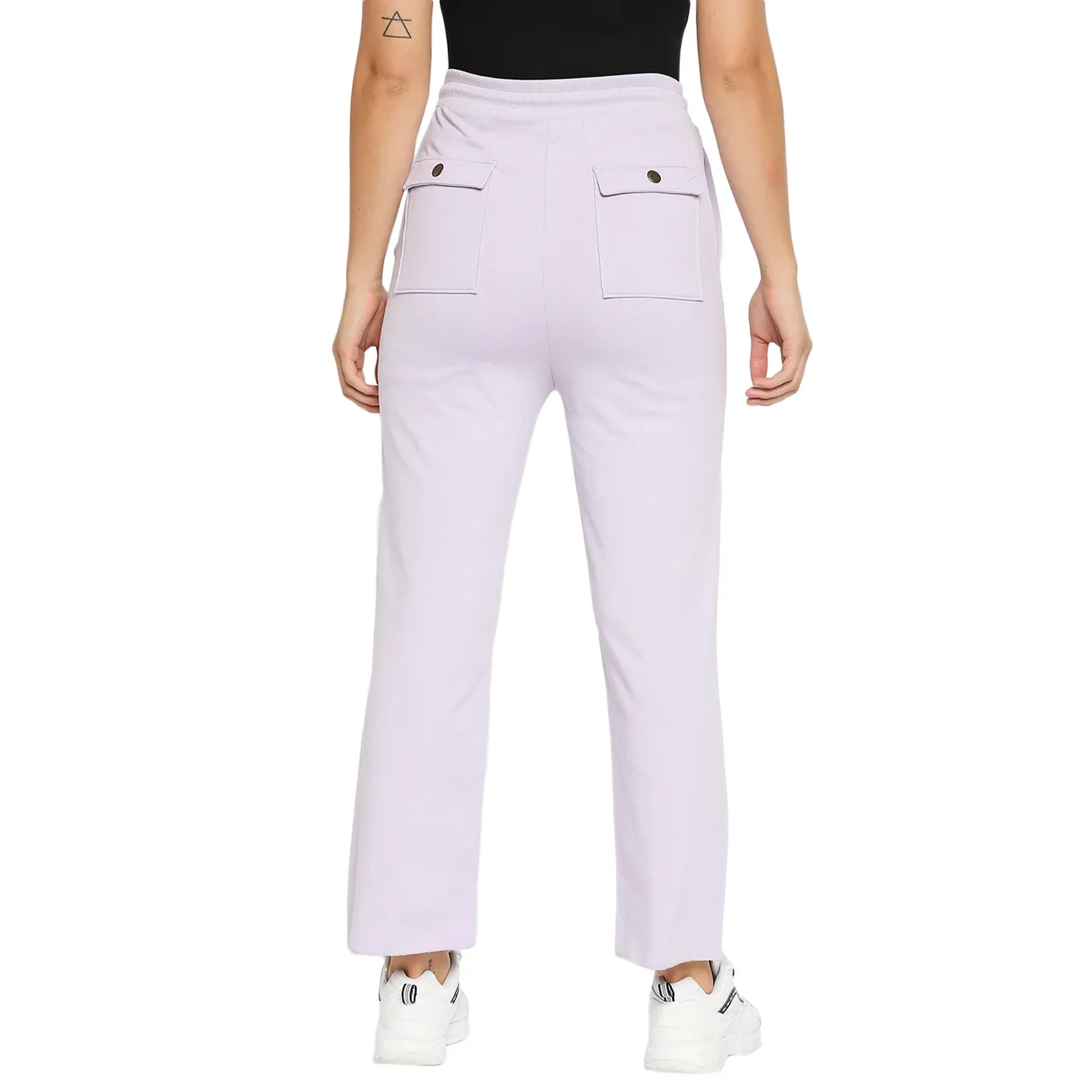 Purple Mid Rise Regular Fit Cotton Women's Track Pants by Being Human Clothing - Image 2