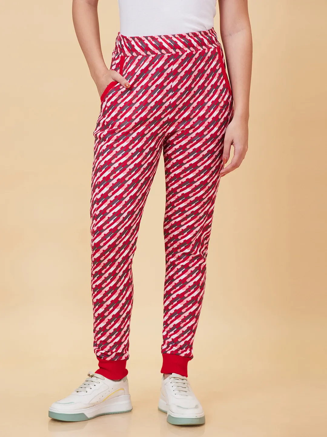 Red Regular Fit Women's Track Pants by Being Human Clothing