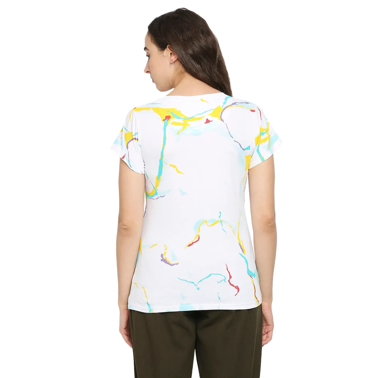 White Relax Fit Round Neck Short Sleeves Cotton Women's T-Shirt by Being Human Clothing - Image 4