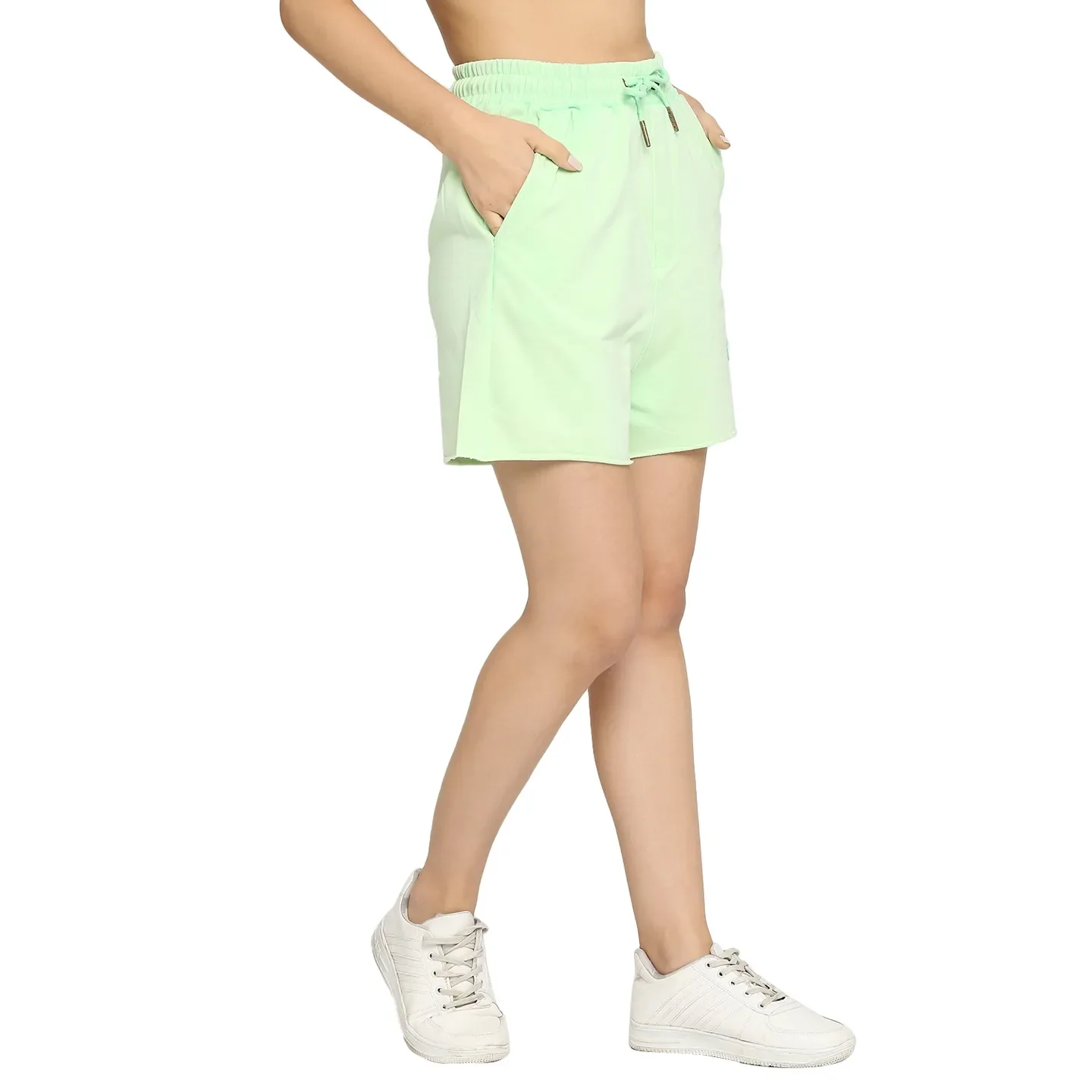 Green Easy Fit Women's Cotton Shorts By Being Human Clothing - Image 3