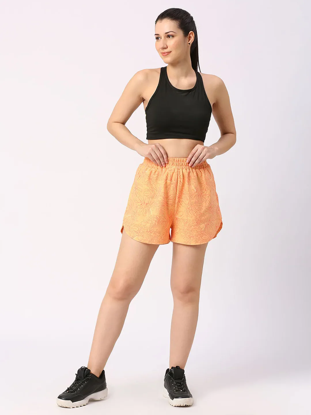Yellow Relaxed Fit Women's Cotton Blend Shorts By Being Human Clothing - Image 3