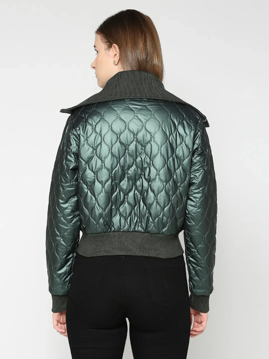 Green Semi Fit Long Sleeve Women's Jacket By Being Human Clothing - Image 4