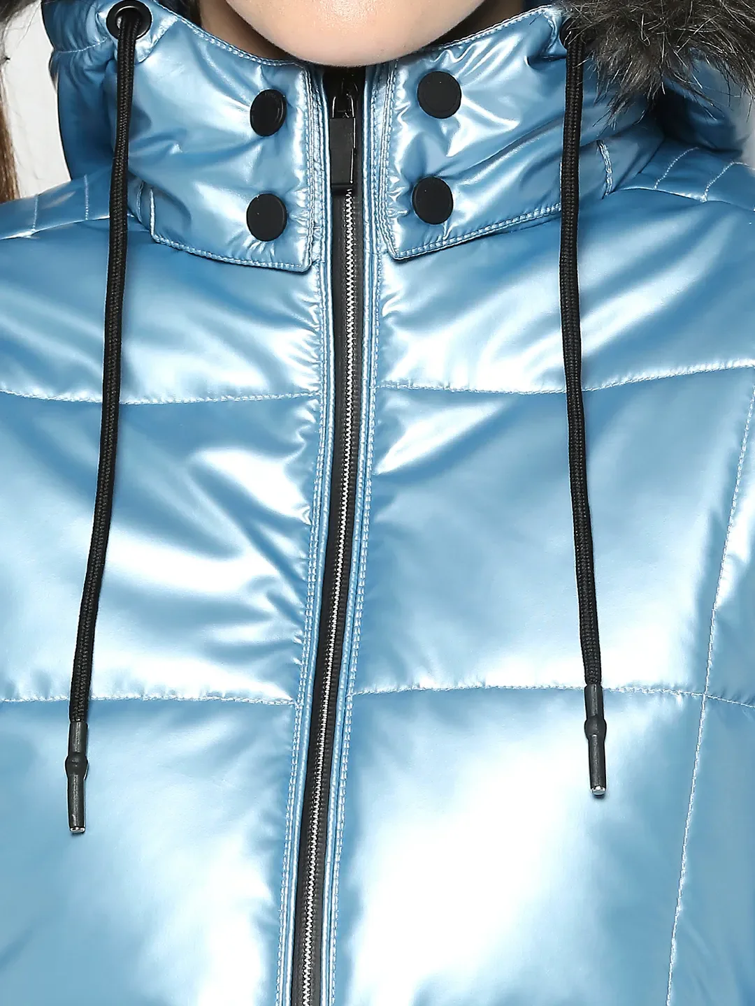 Metalic Blue Semi Fit Long Sleeve Women's Jacket By Being Human Clothing - Image 5