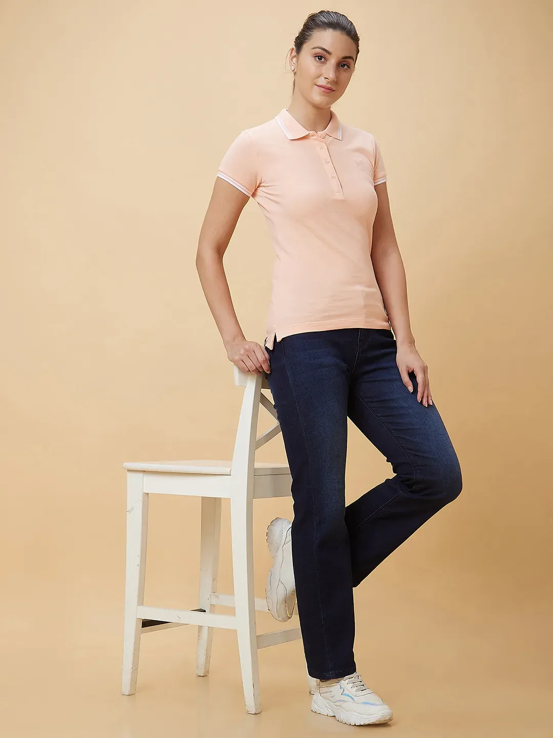 Peach Semi Fit Short Sleeve Women's T-Shirt By Being Human Clothing - Image 6