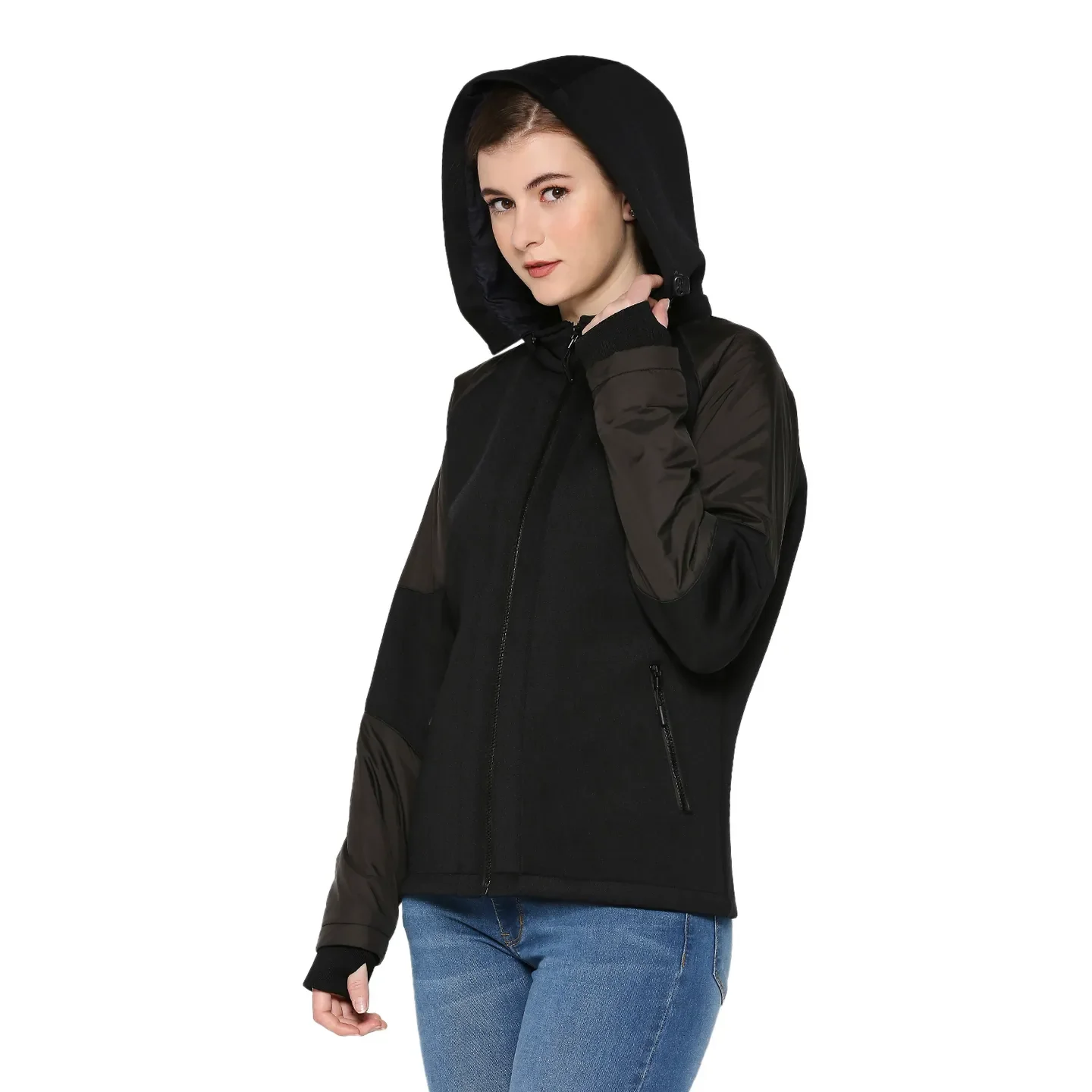 Black Semi Fit  Long Sleeves Women's Jacket by Being Human Clothing - Image 2