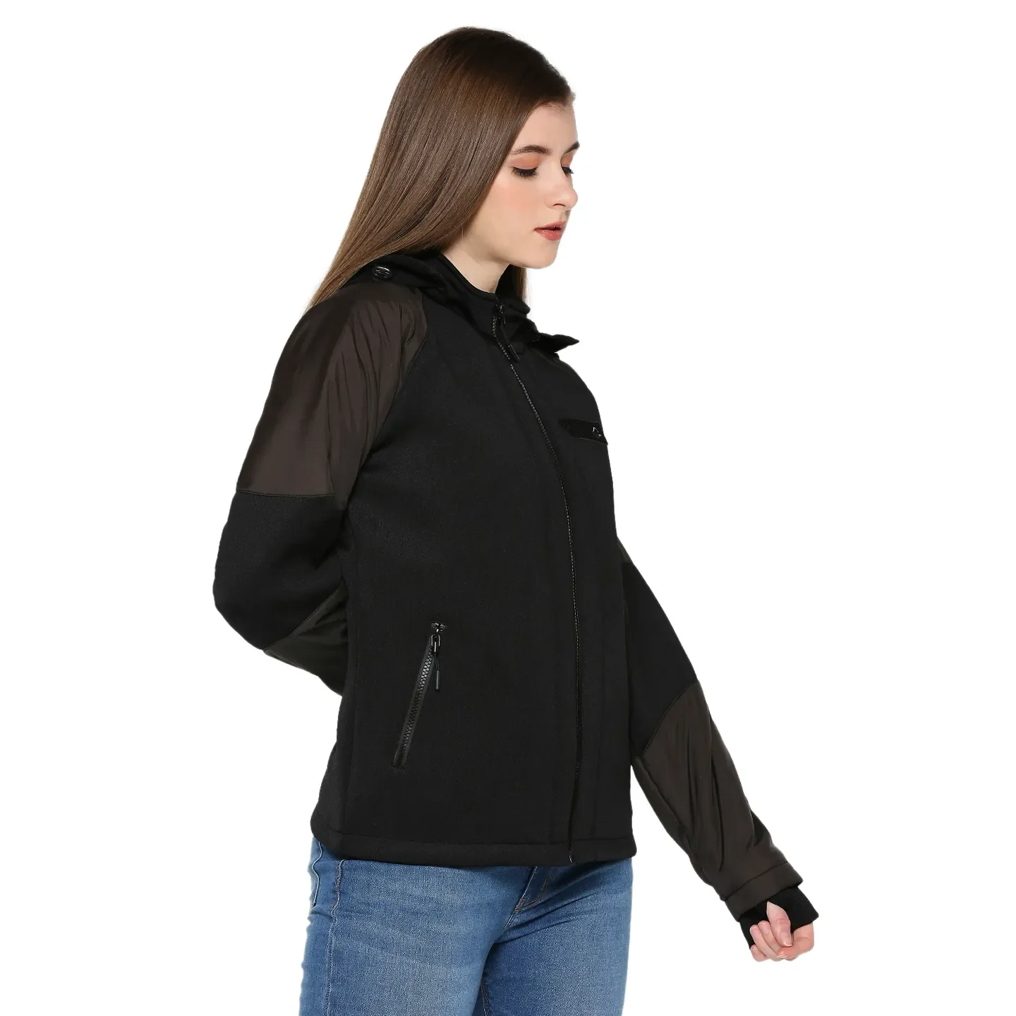Black Semi Fit  Long Sleeves Women's Jacket by Being Human Clothing - Image 3