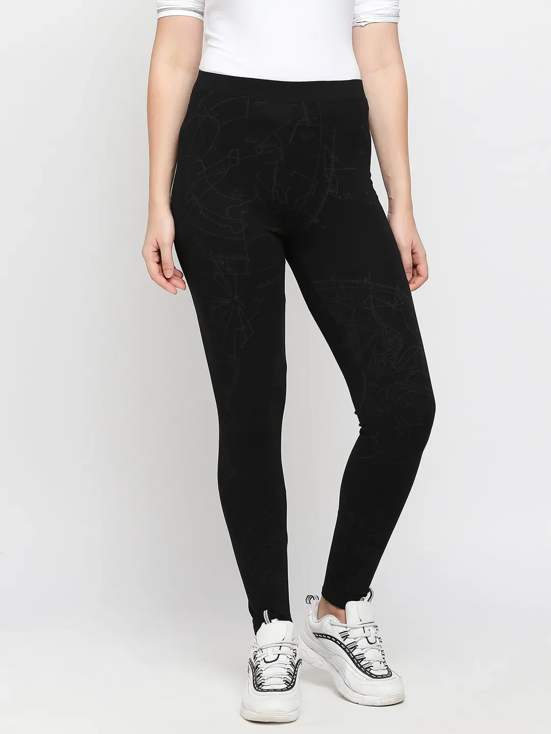 Black Slim Fit Women's Cotton Leggings By Being Human Clothing