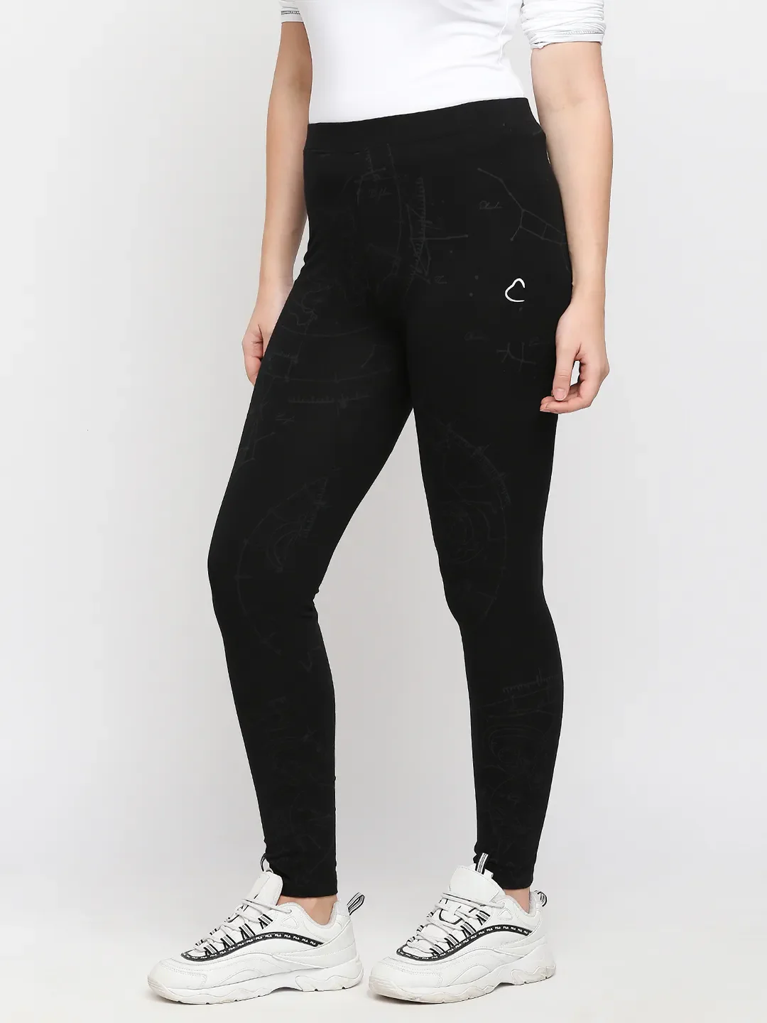 Black Slim Fit Women's Cotton Leggings By Being Human Clothing - Image 2