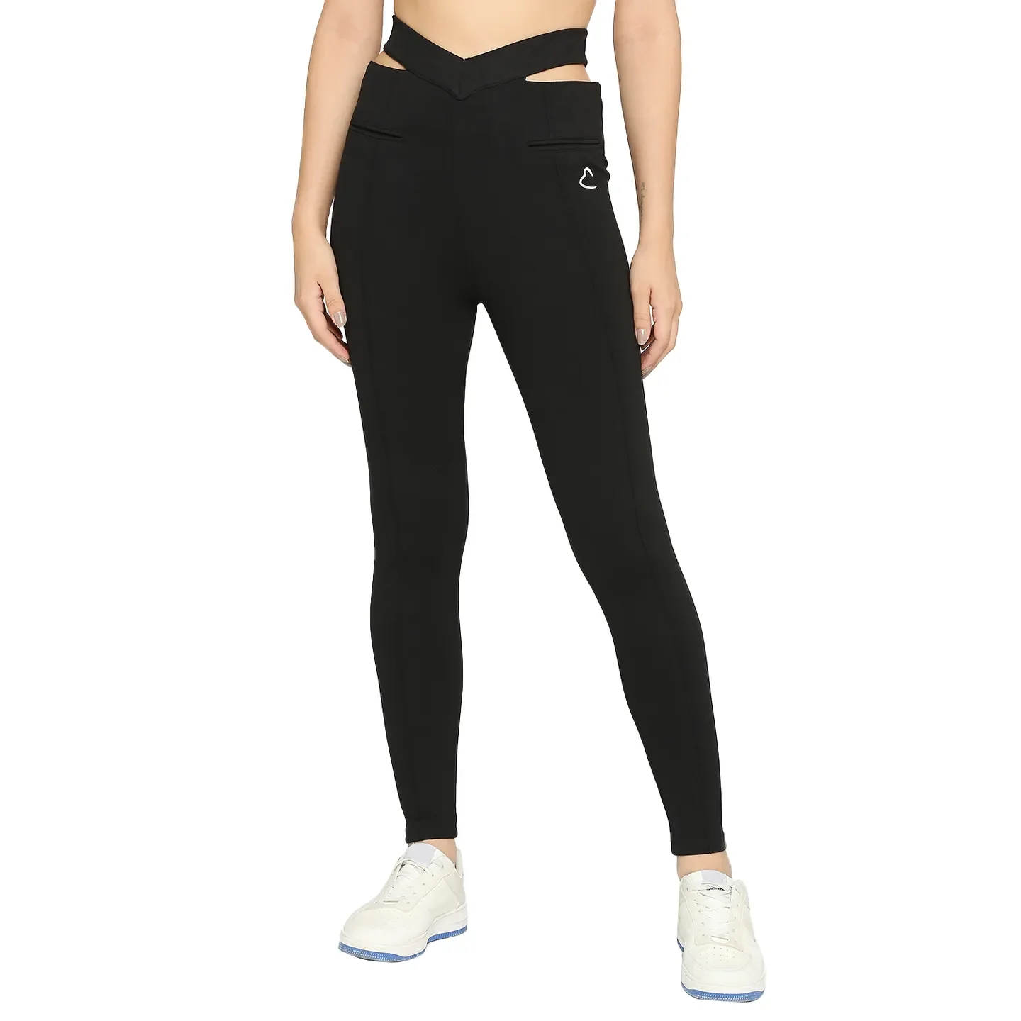 Black Slim Fit Women's Cotton Leggings By Being Human Clothing