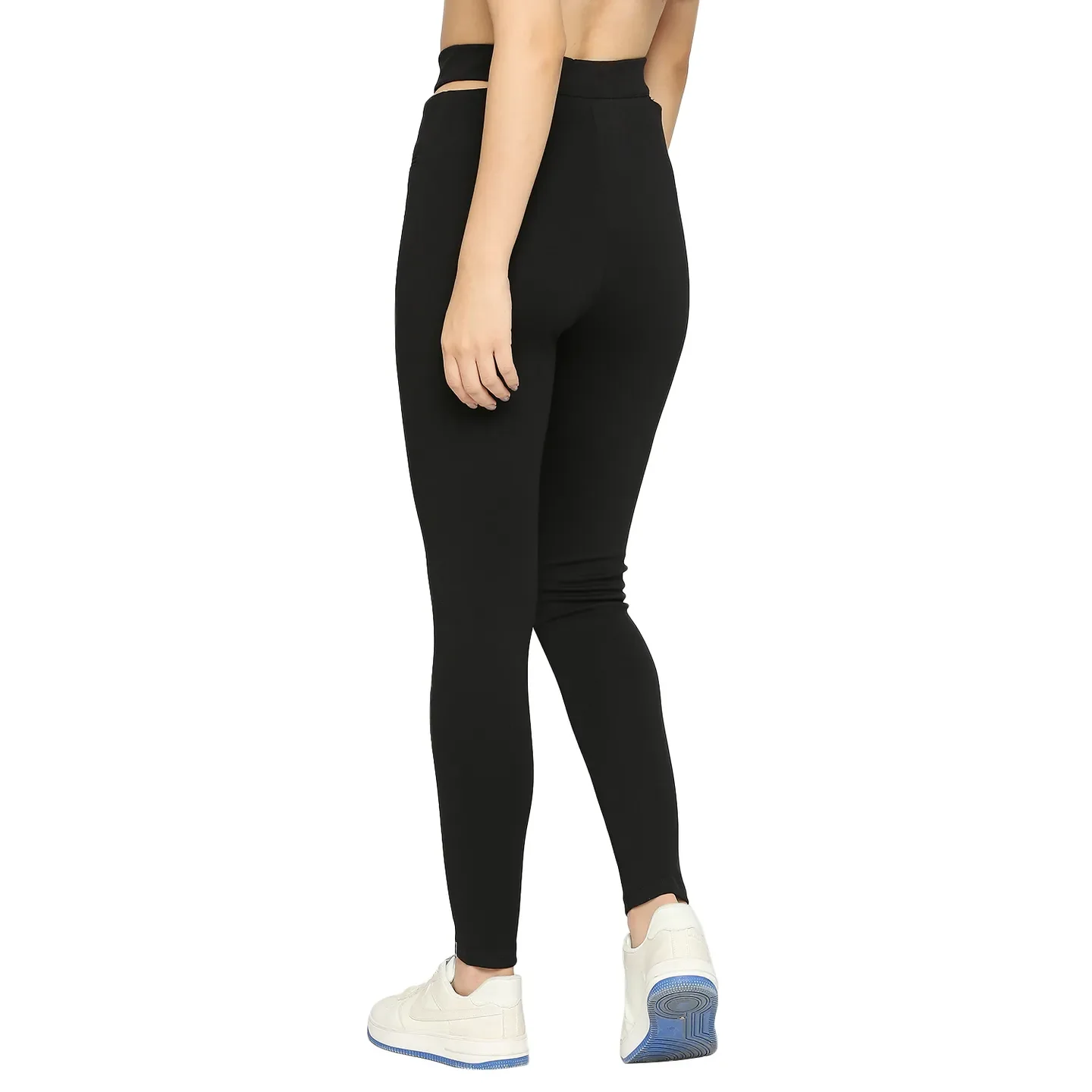 Black Slim Fit Women's Cotton Leggings By Being Human Clothing - Image 4